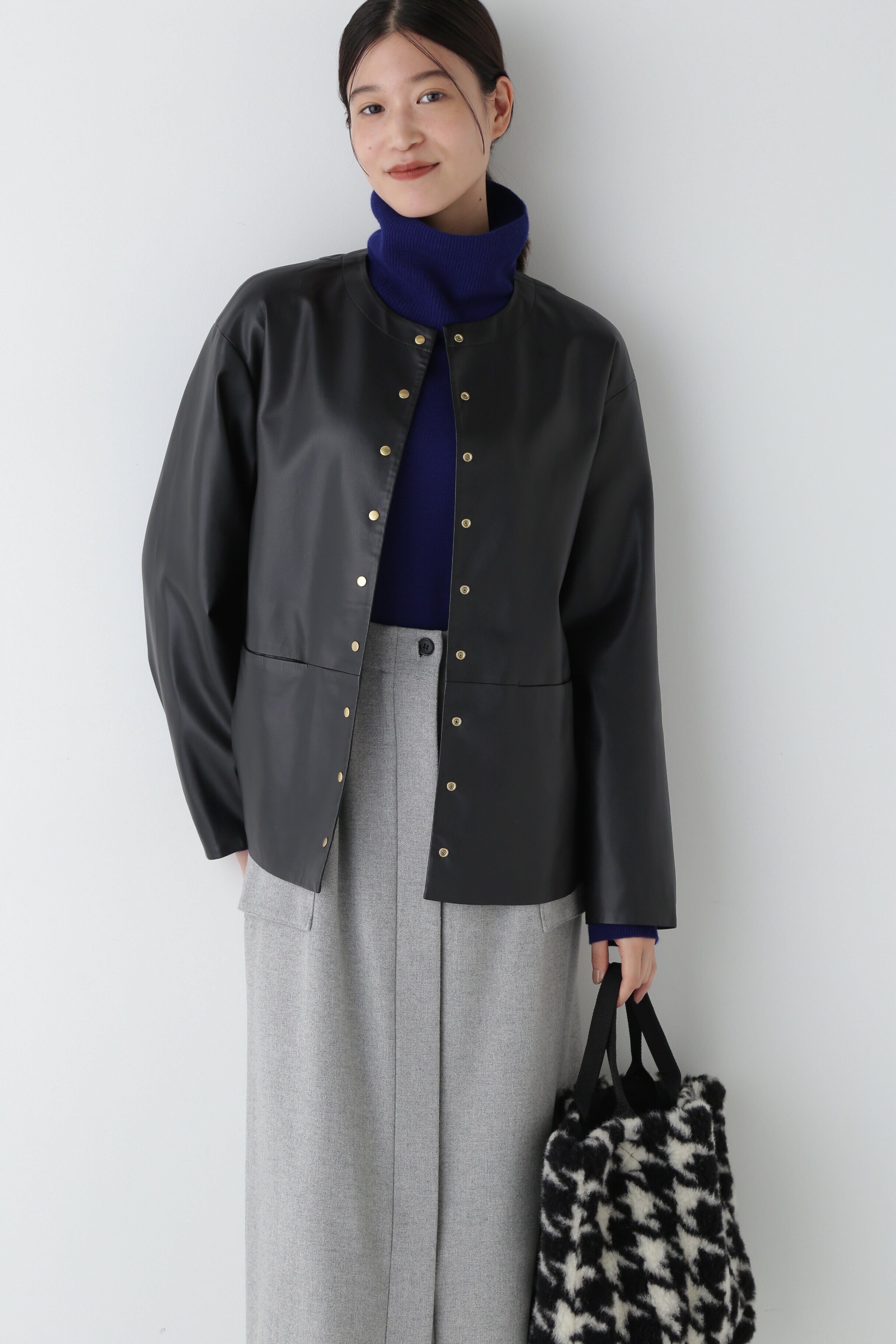  「◆フェイクレザーノーカラーブルゾン」|その他|