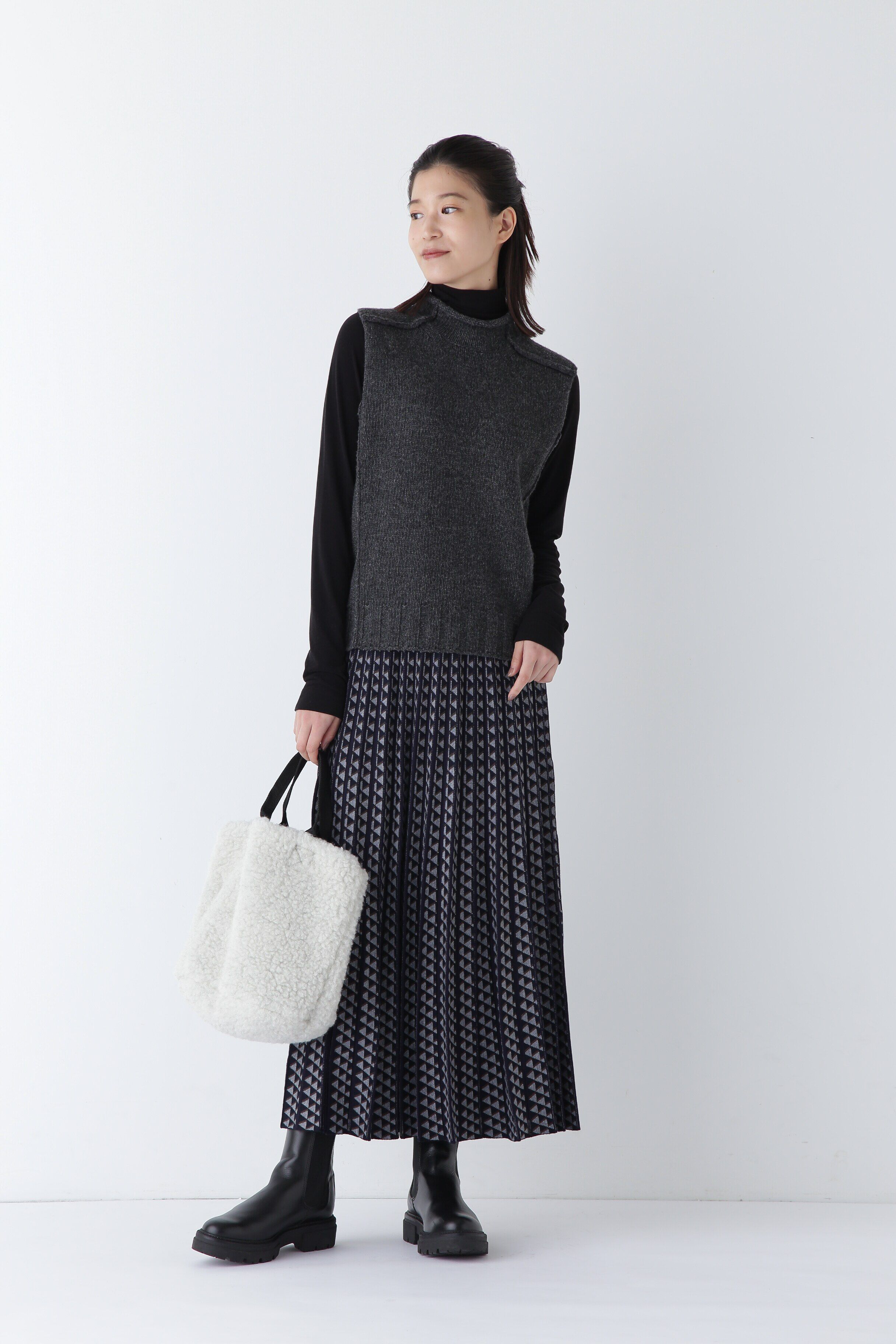  「◆幾何柄ジャガードプリーツスカート」|スカート|