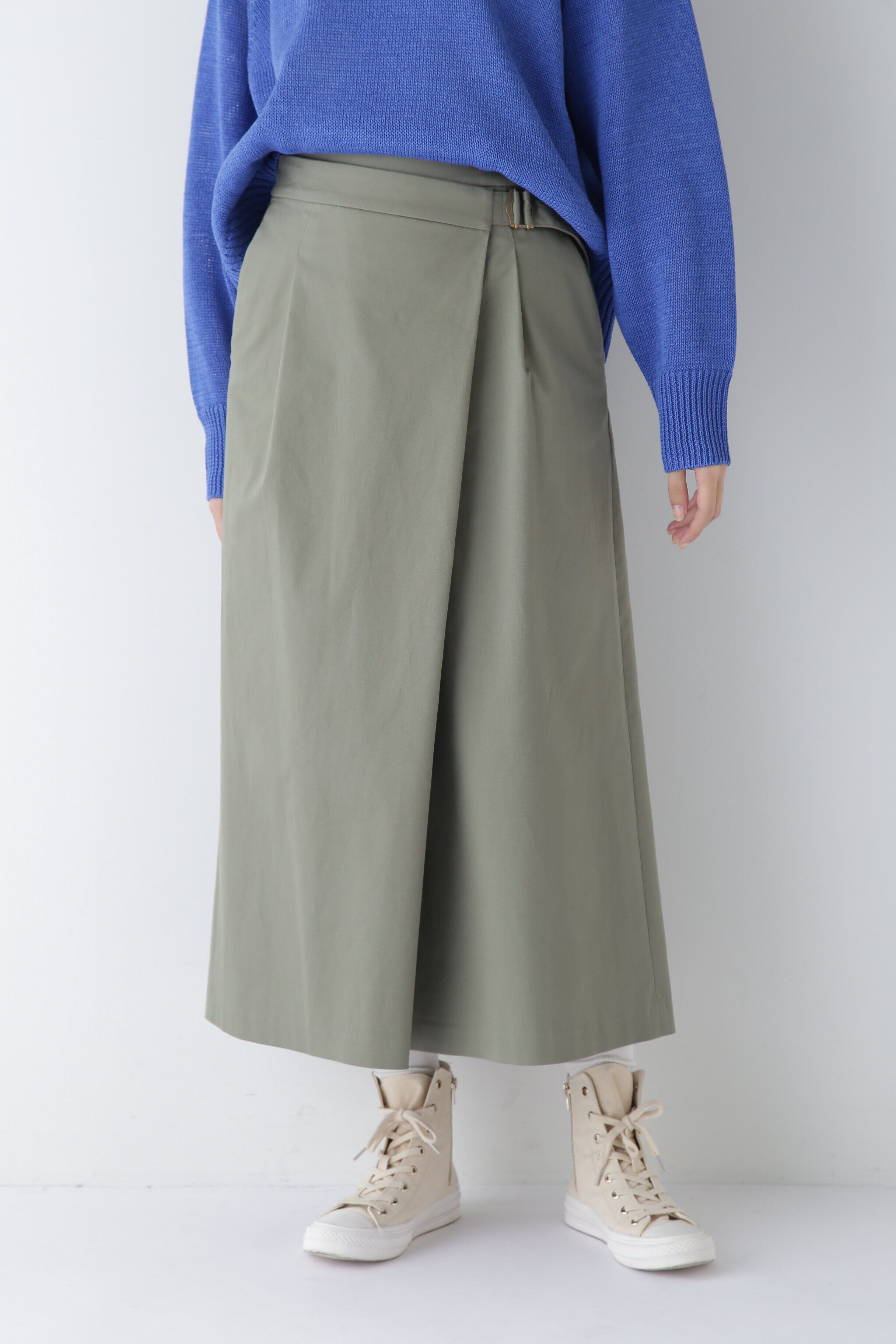  「◆ストレッチチノスカーチョ」|スカート|カーキ