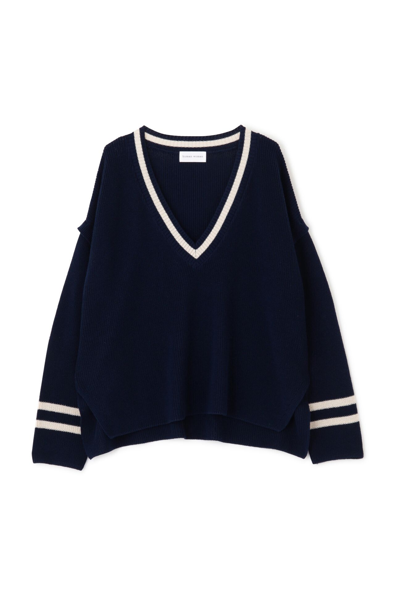  「◆【ウォッシャブル】2WAYライン入Ｖネックプルオーバー」|ニット・セーター|