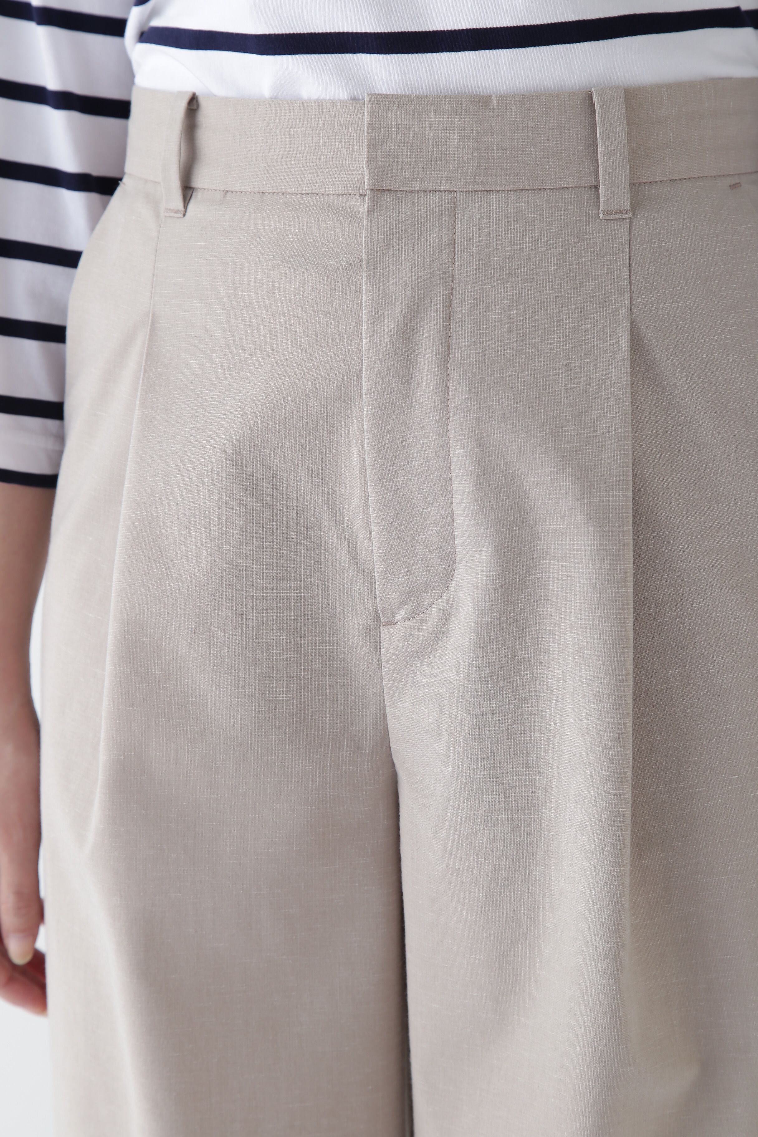  「◆Ｐレーヨン麻ポプリンマーベルトセミワイドパンツ」|その他|