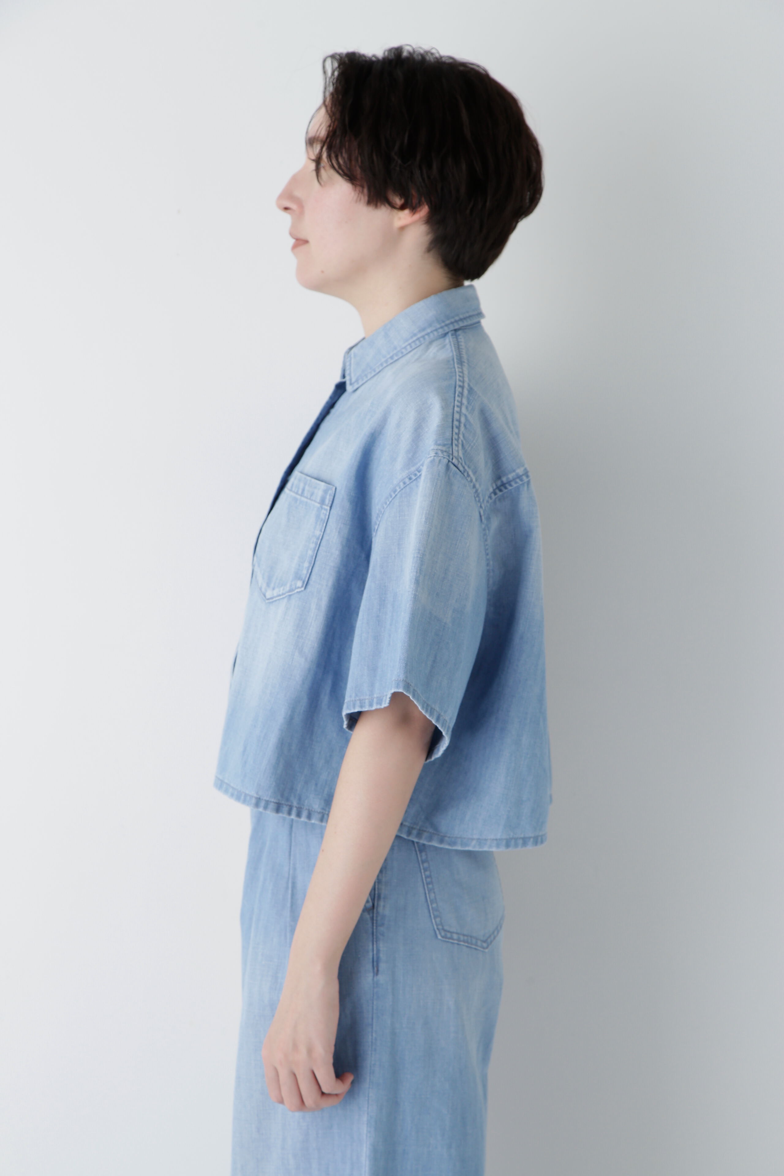  「◆クロップド半袖デニムブラ」|シャツ・ブラウス|