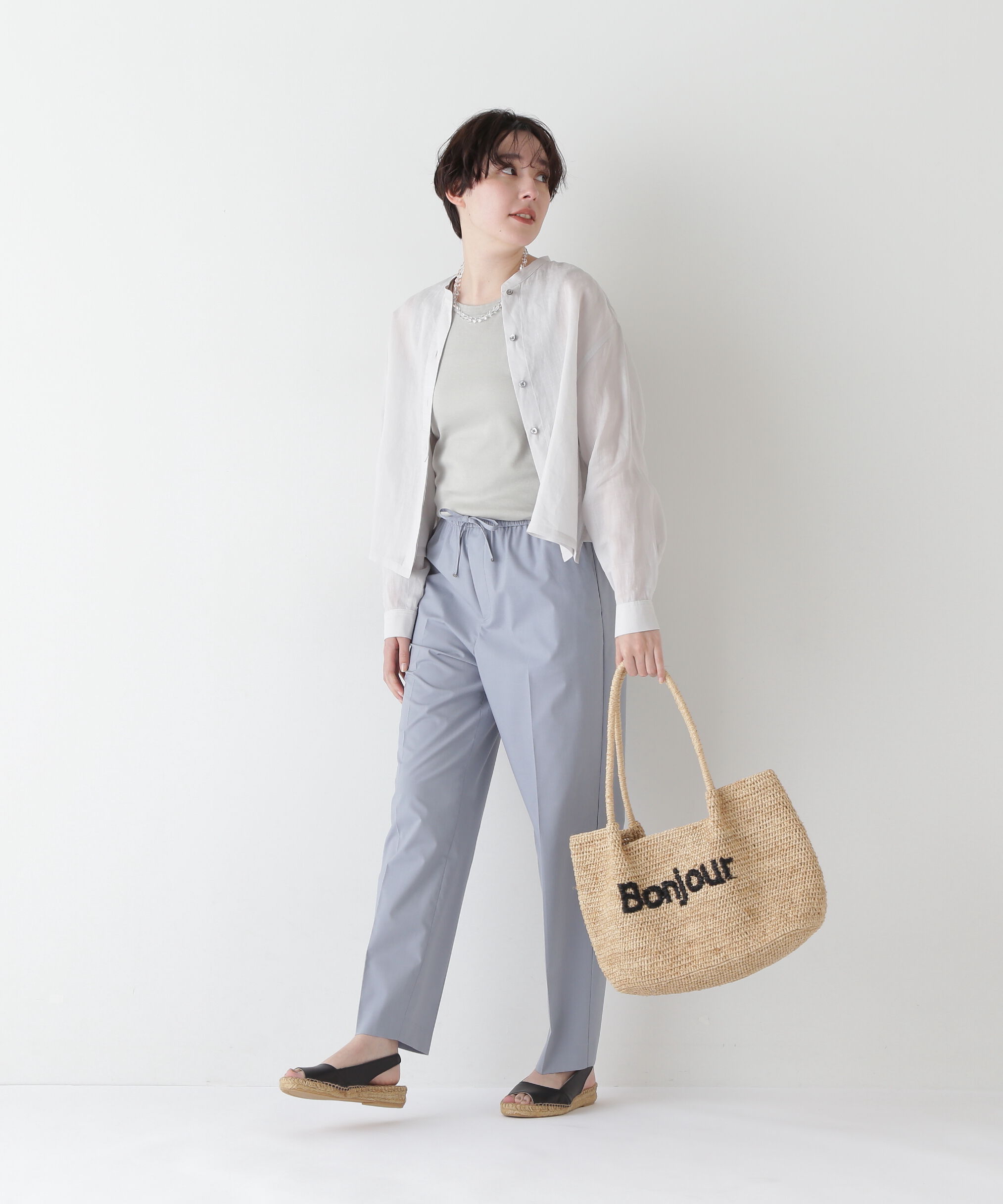  「◆【接触冷感】ポプリンストレッチドローストリングテーパードパンツ」|その他|