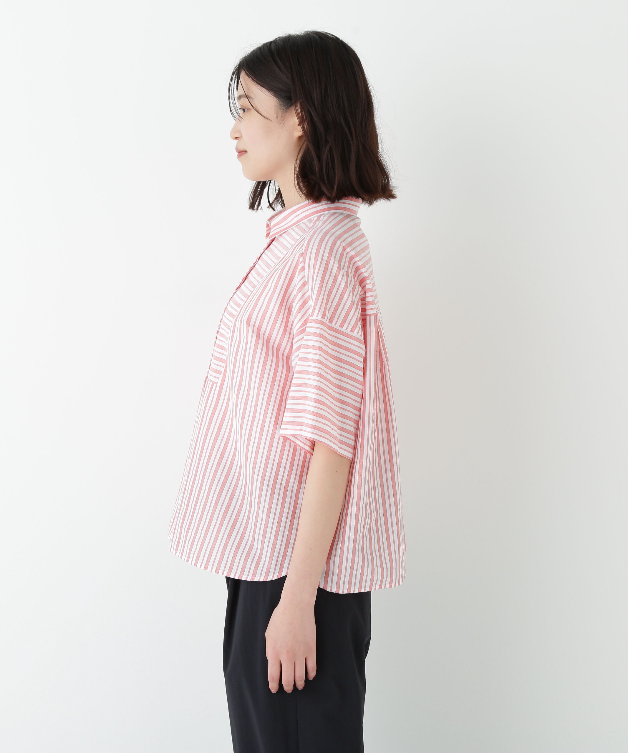 「◆コットンストライプボックスシャツ」|シャツ・ブラウス|