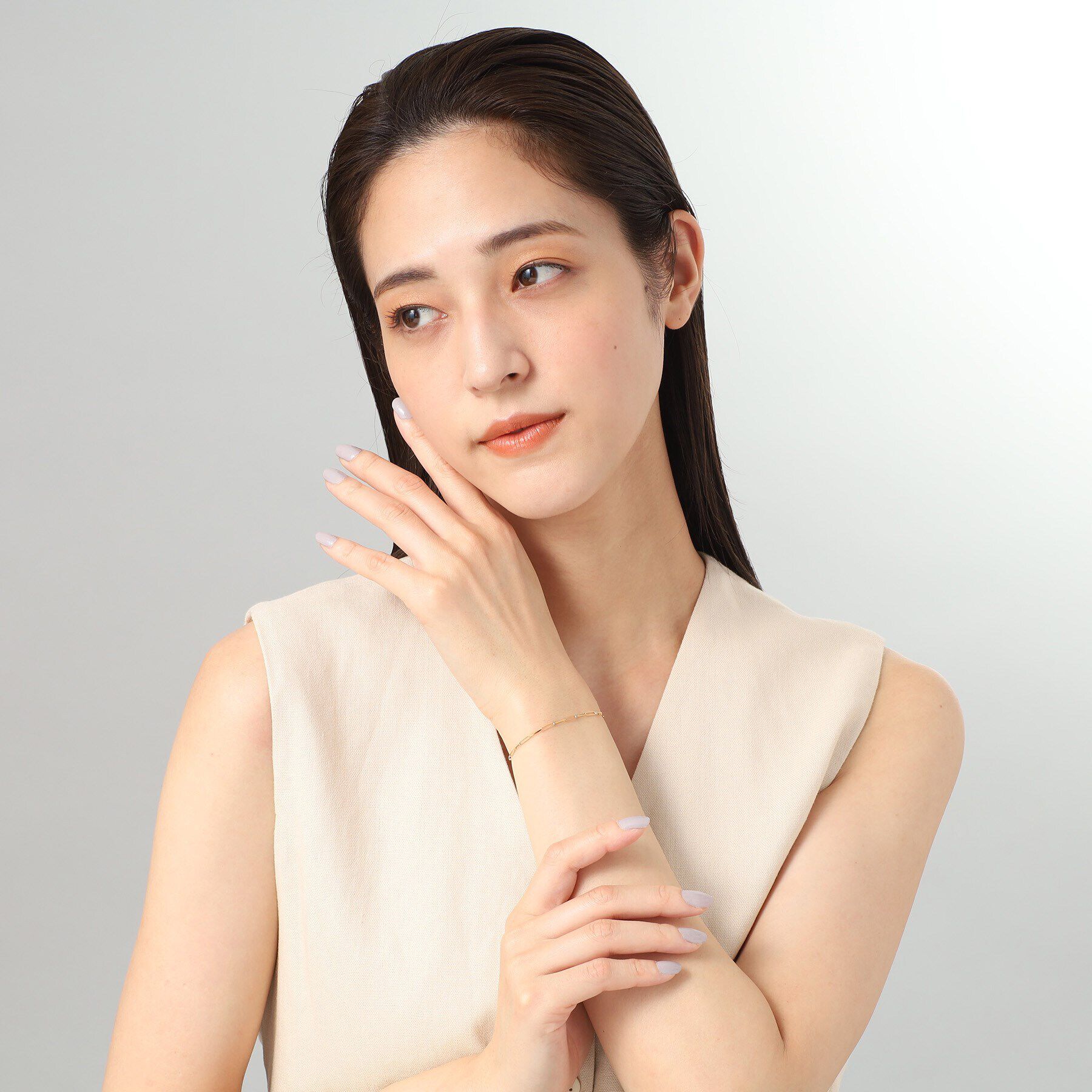 COCOSHNIK「K18リボンケーブルチェーン ブレスレット」|ブレスレット・バングル|