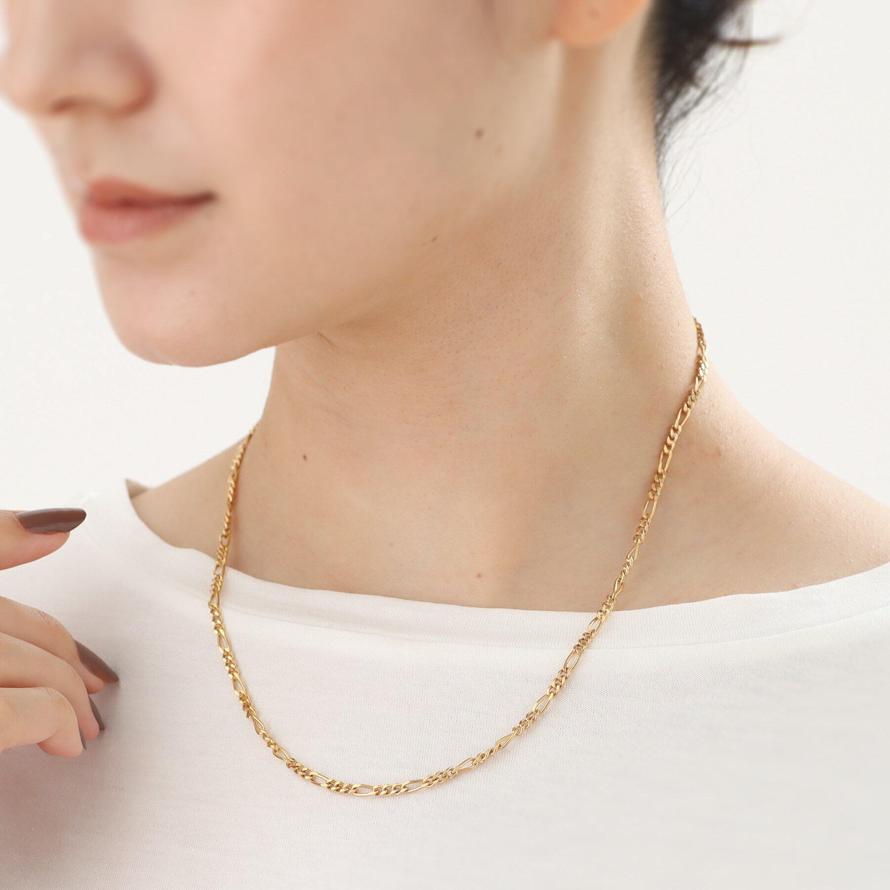 COCOSHNIK ONKITSCH「シルバー デザインチェーン フィガロネックレス GP」|ネックレス|