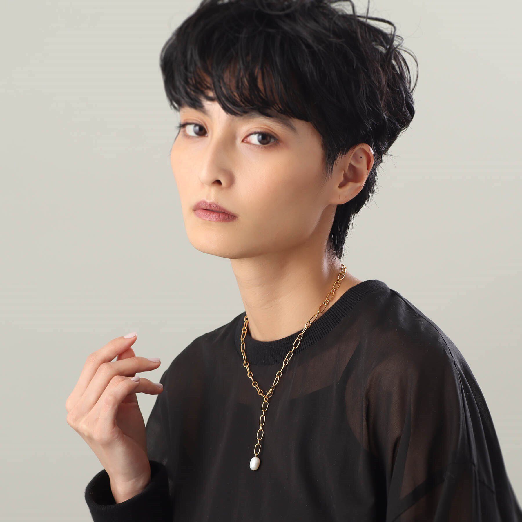 COCOSHNIK ONKITSCH「シルバー バロックパール 2WAYドロップ ネックレス GP」|ネックレス|