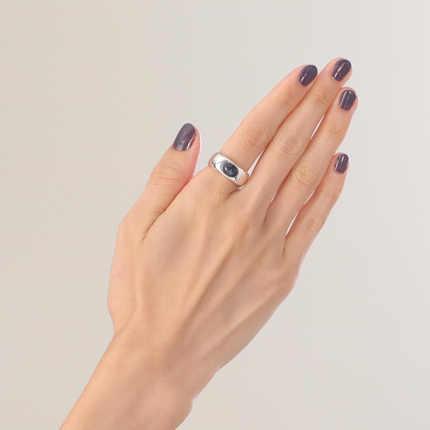 COCOSHNIK ONKITSCH「シルバー カラーストーン（ブラックラブラドライト）ワイドリング」|リング|