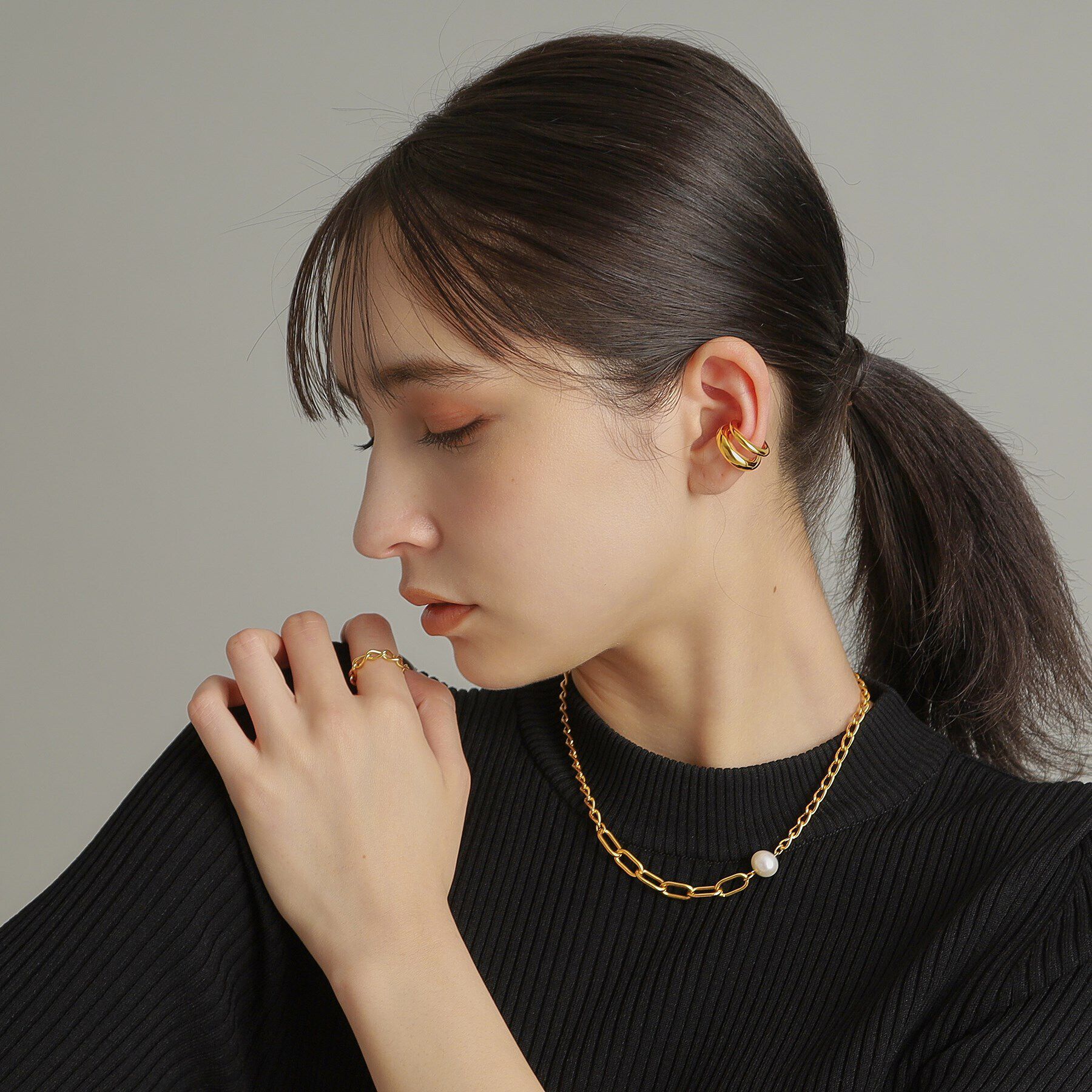 COCOSHNIK ONKITSCH「シルバー チェーンリング ロングカーブ GP」|リング|