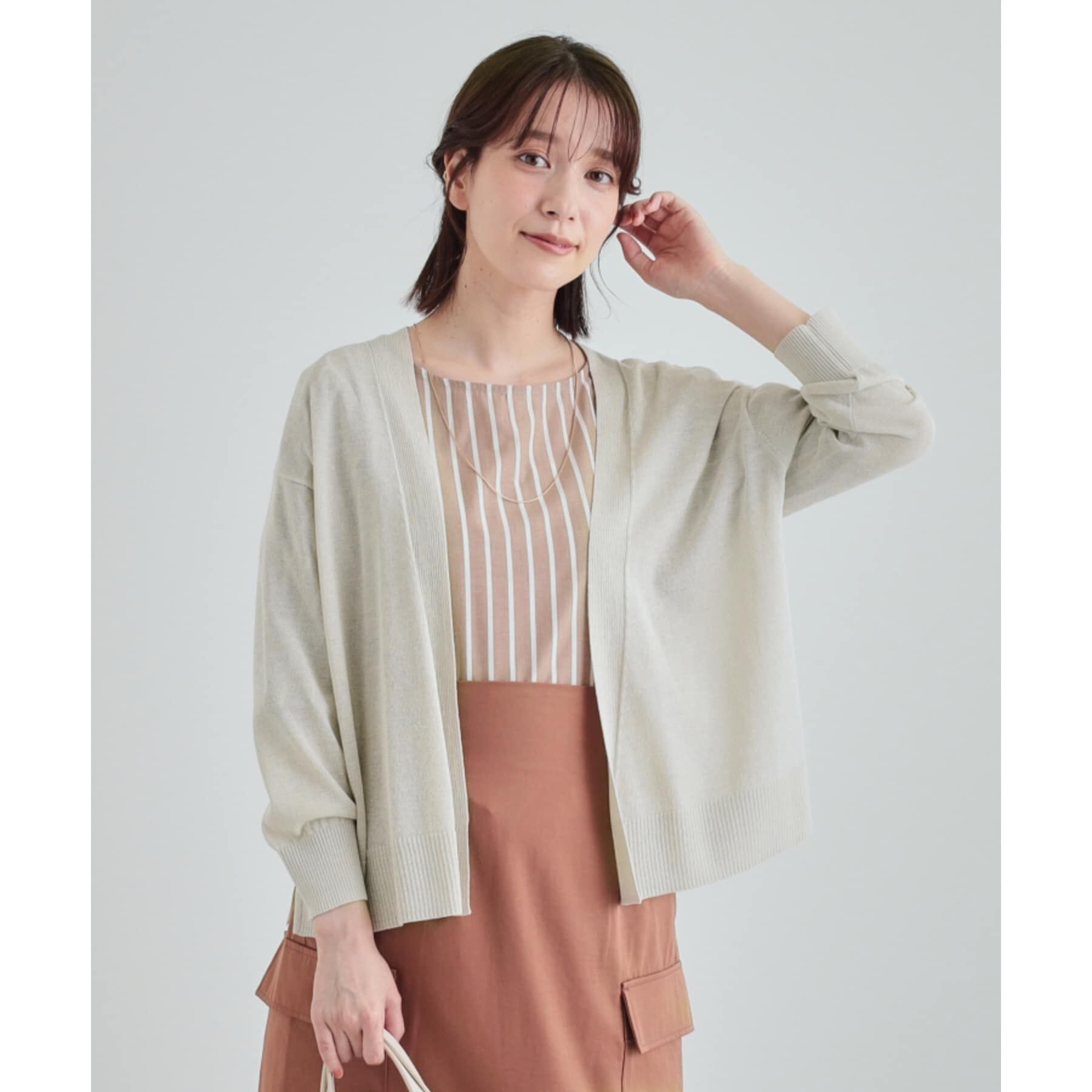 SHOO･LA･RUE「【高レビュー/洗える/8分袖/】大人のシアーカーディガン」|カーディガン|