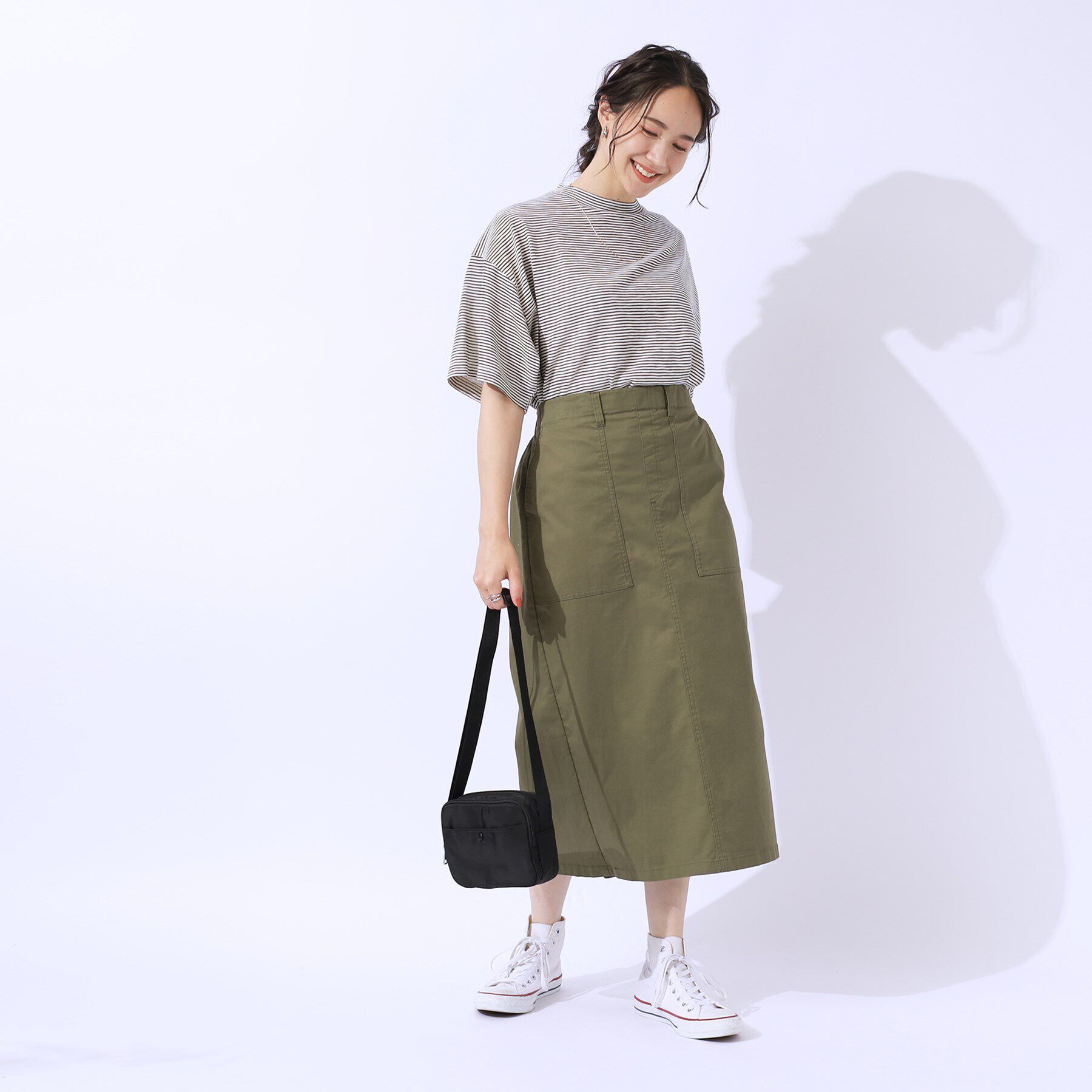 SHOO･LA･RUE「【洗える】腕を出さずにこなれ見え スラブボーダーTシャツ」|Tシャツ・カットソー|