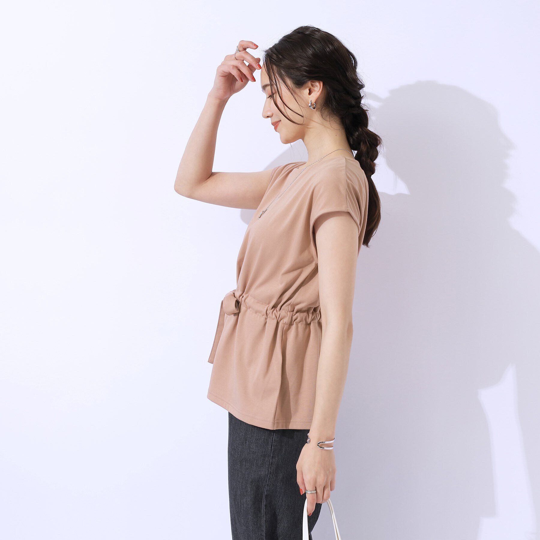 SHOO･LA･RUE「【洗える/セットアップ可】休日のリラックスコーデに ウエストリボントップス」|シャツ・ブラウス|