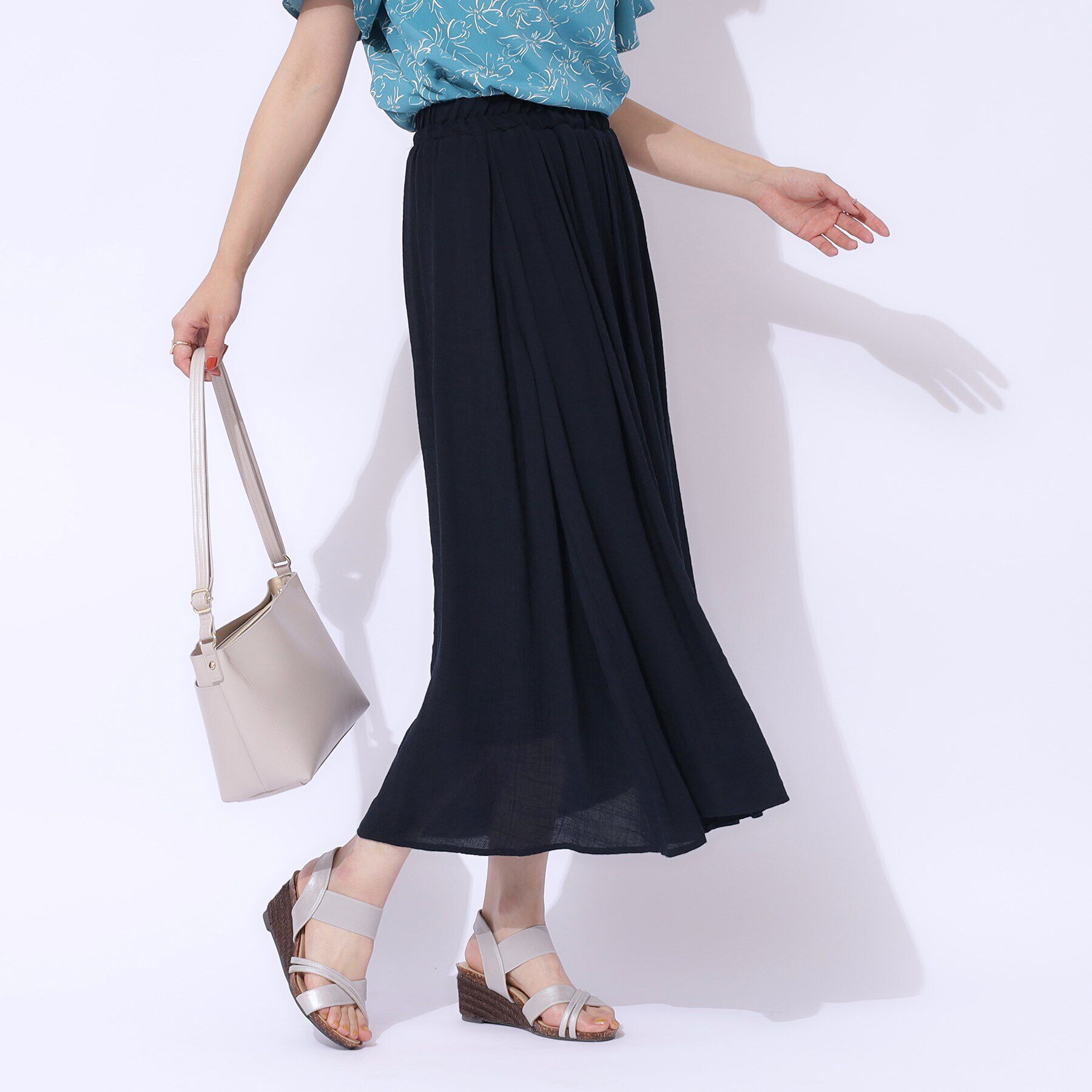 SHOO･LA･RUE「ふんわりさらさら スラブギャザースカート」|スカート|