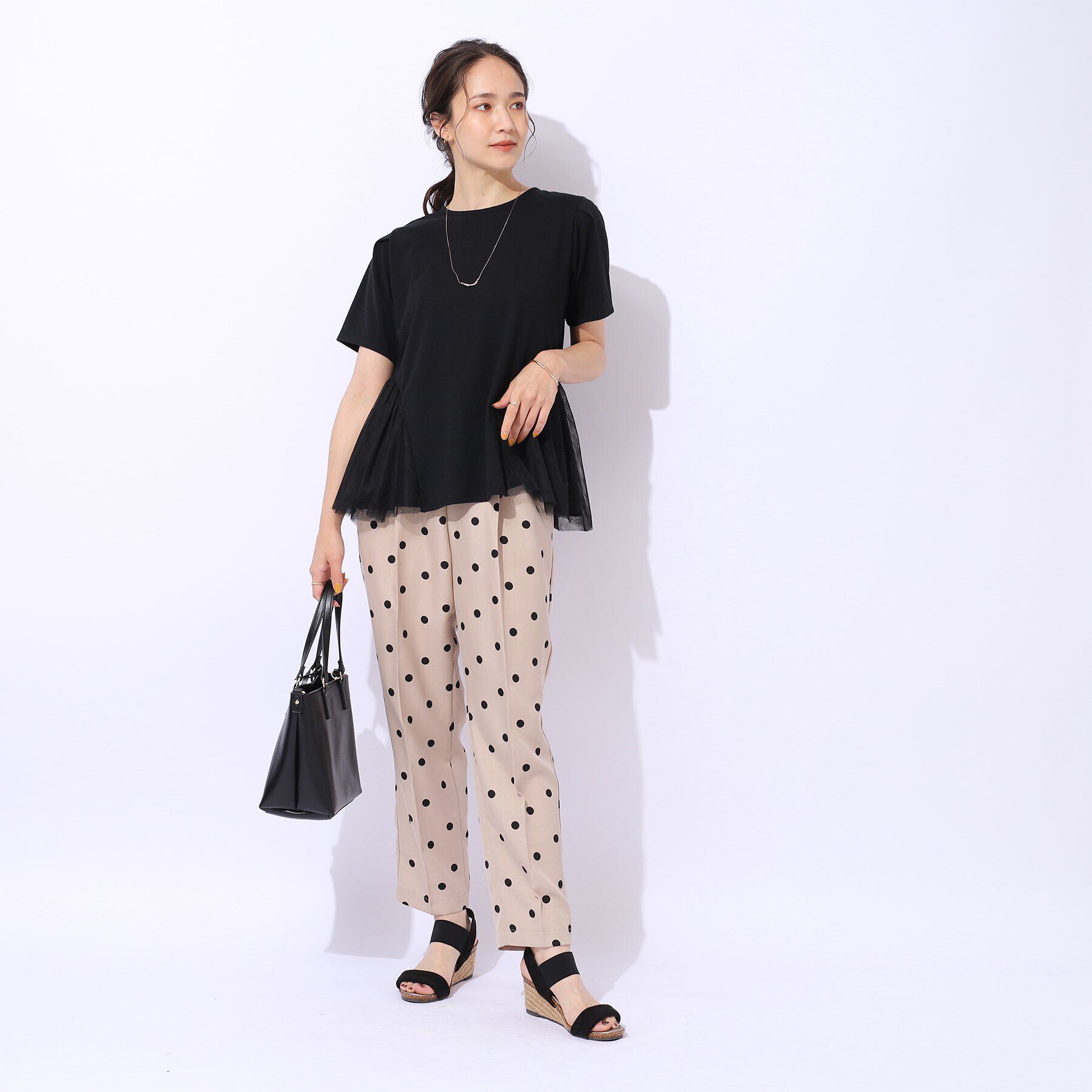 SHOO･LA･RUE「【自然にウエストカバー】インせず決まる サイドチュール切替Tシャツ」|Tシャツ・カットソー|