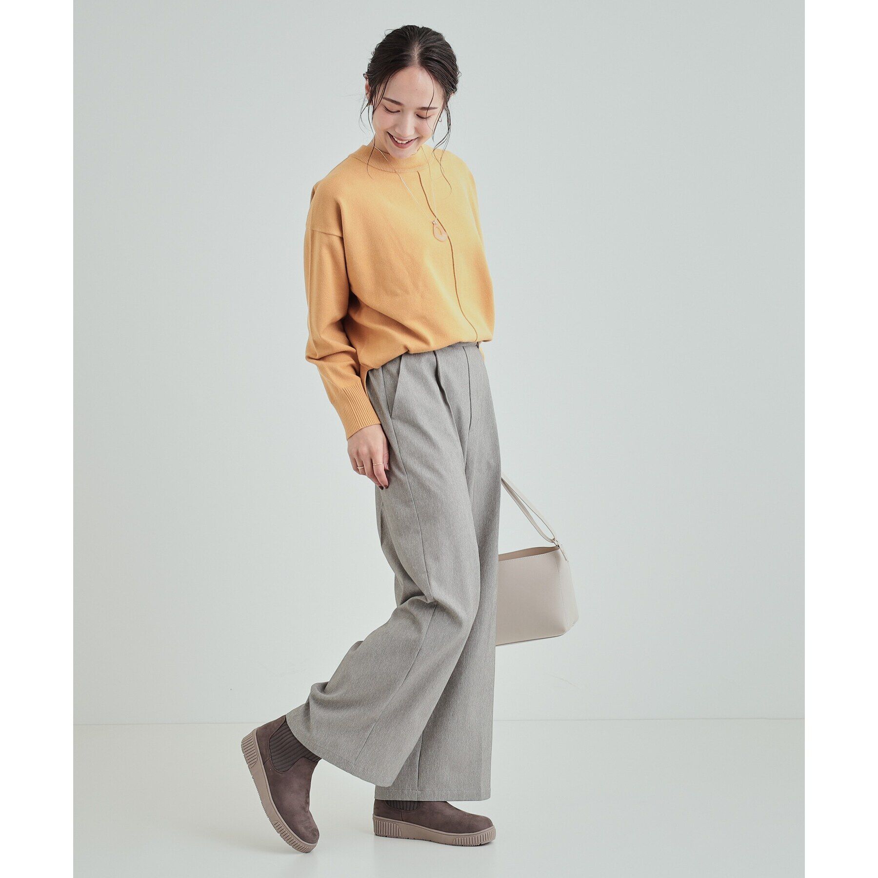 SHOO･LA･RUE「【高レビュー/撥水】すっぽりラクラク はきぐちニットブーツ」|ショートブーツ|