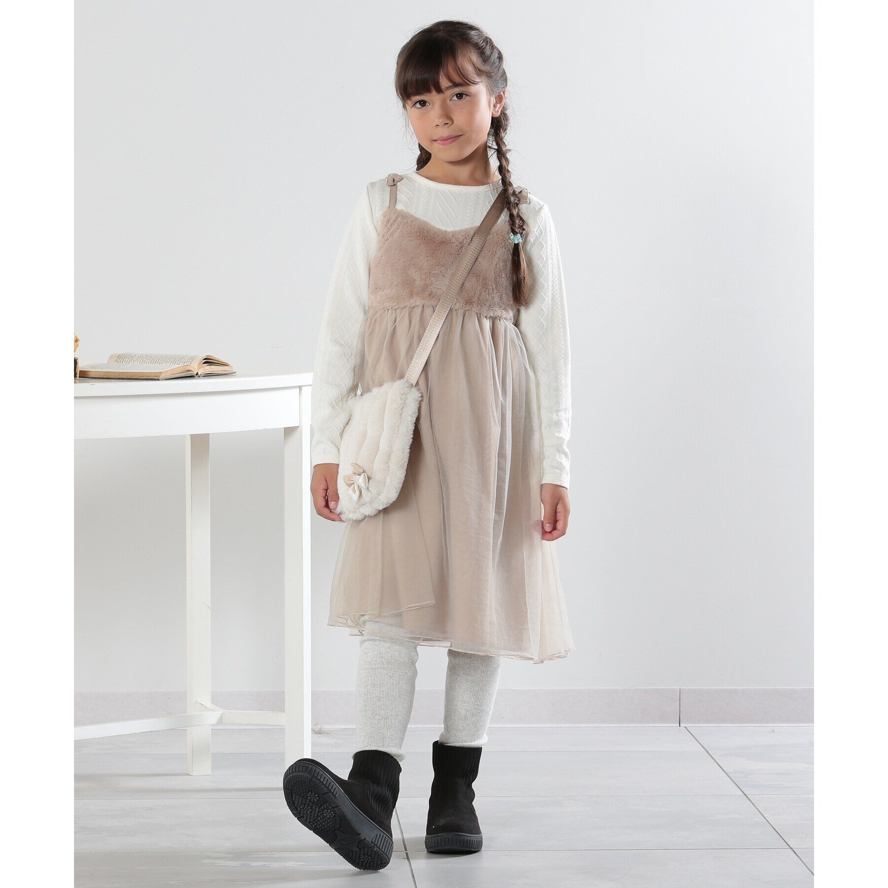 SHOO･LA･RUE「ストライプフェイクファーポシェット」|ショルダー・メッセンジャー|