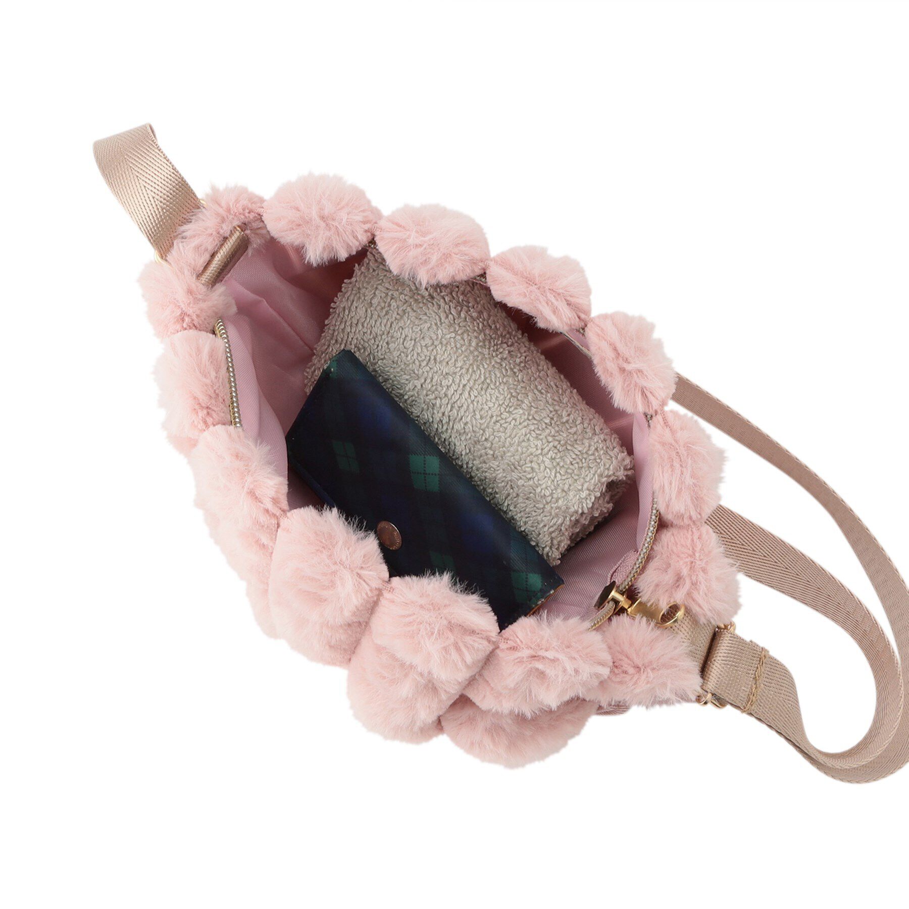 SHOO･LA･RUE「ストライプフェイクファーポシェット」|ショルダー・メッセンジャー|