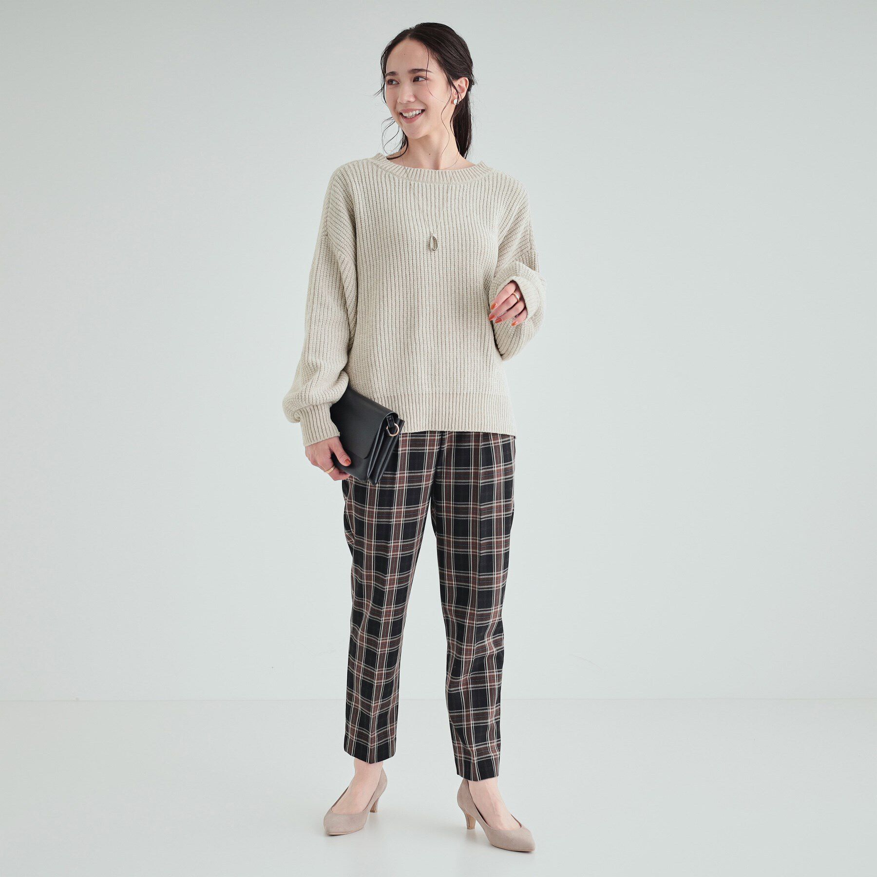 SHOO･LA･RUE「【S-LL/前後2WAY】大人のゆるさが魅力 ベロア風ラメモールニット」|ニット・セーター|