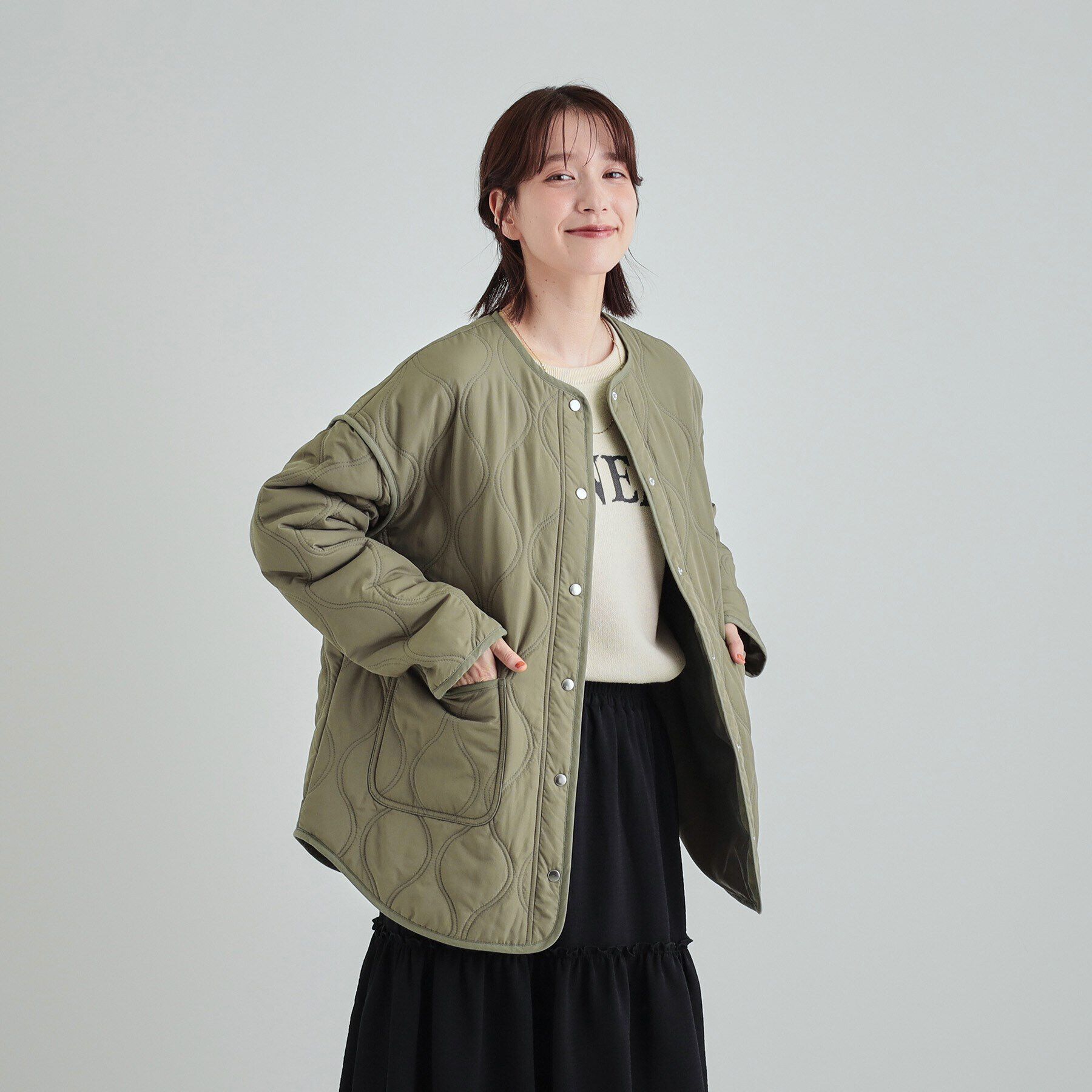 SHOO･LA･RUE「【高レビュー/撥水/吸湿発熱】大人が着たい オーバーキルトブルゾン」|ブルゾン・スタジャン|