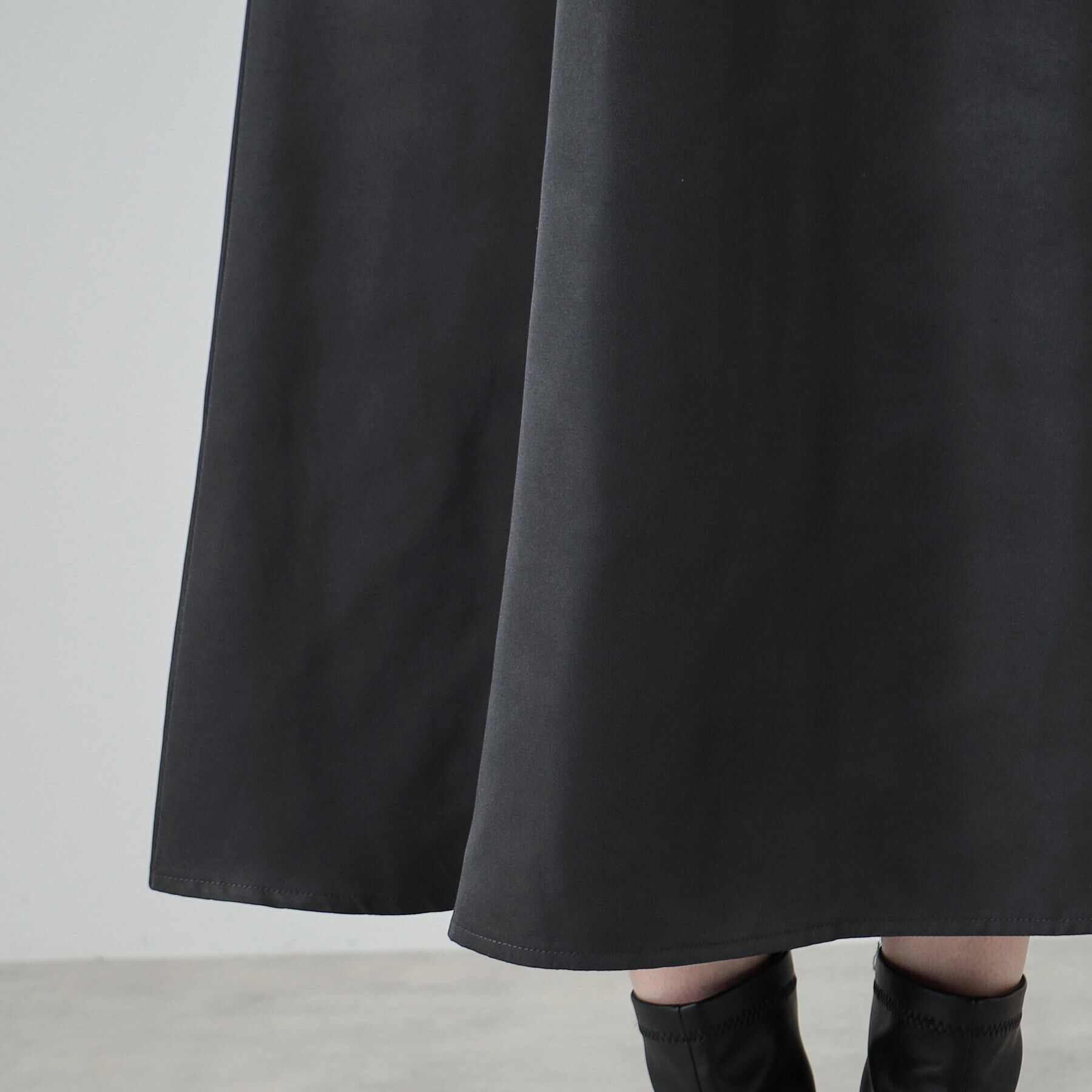 SHOO･LA･RUE「【S-LL】楽して好印象 大人のための 異素材ドッキングフレアワンピース」|ワンピース|