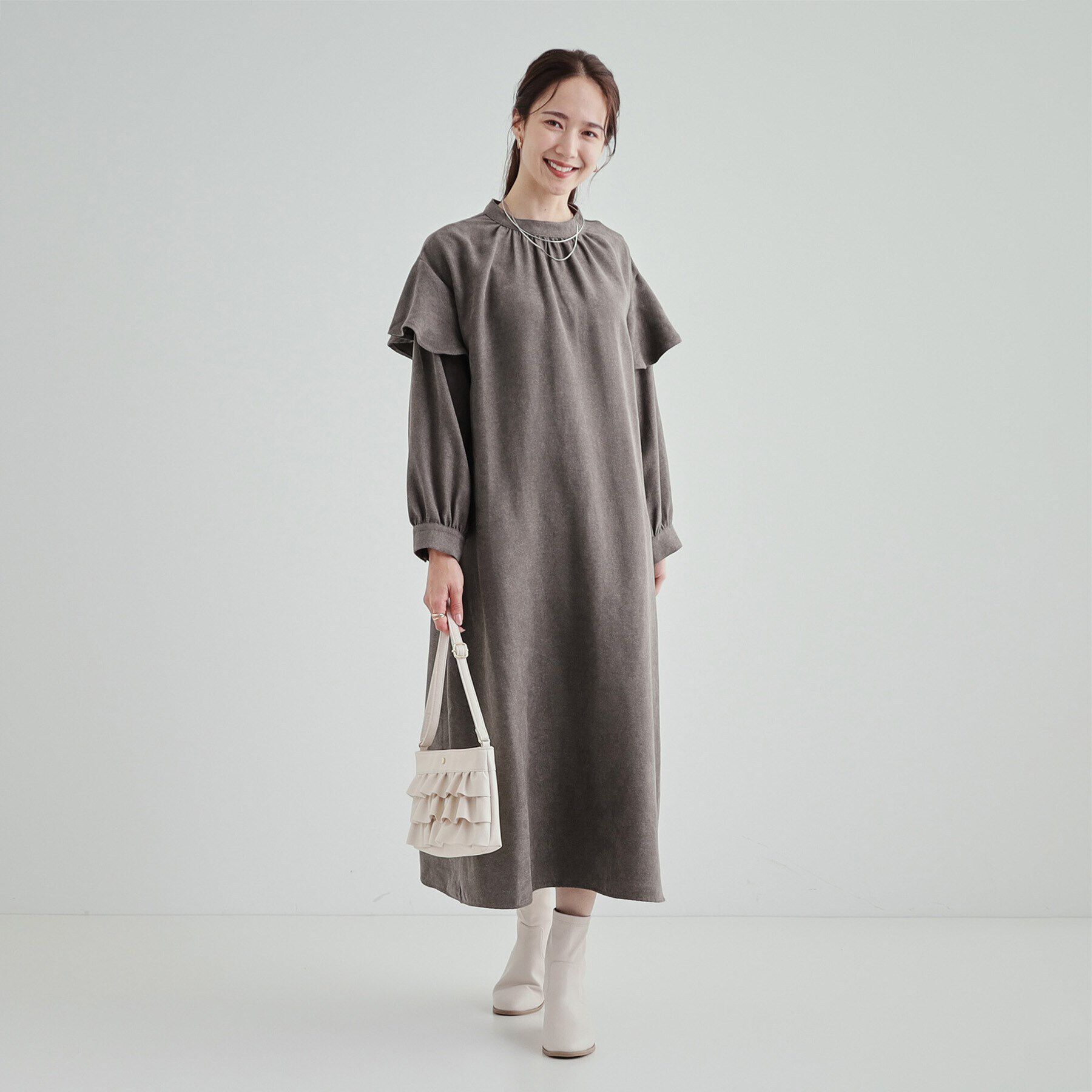 SHOO･LA･RUE「【S-LL】大人の甘めコーデに お袖フリルワンピース」|ワンピース|