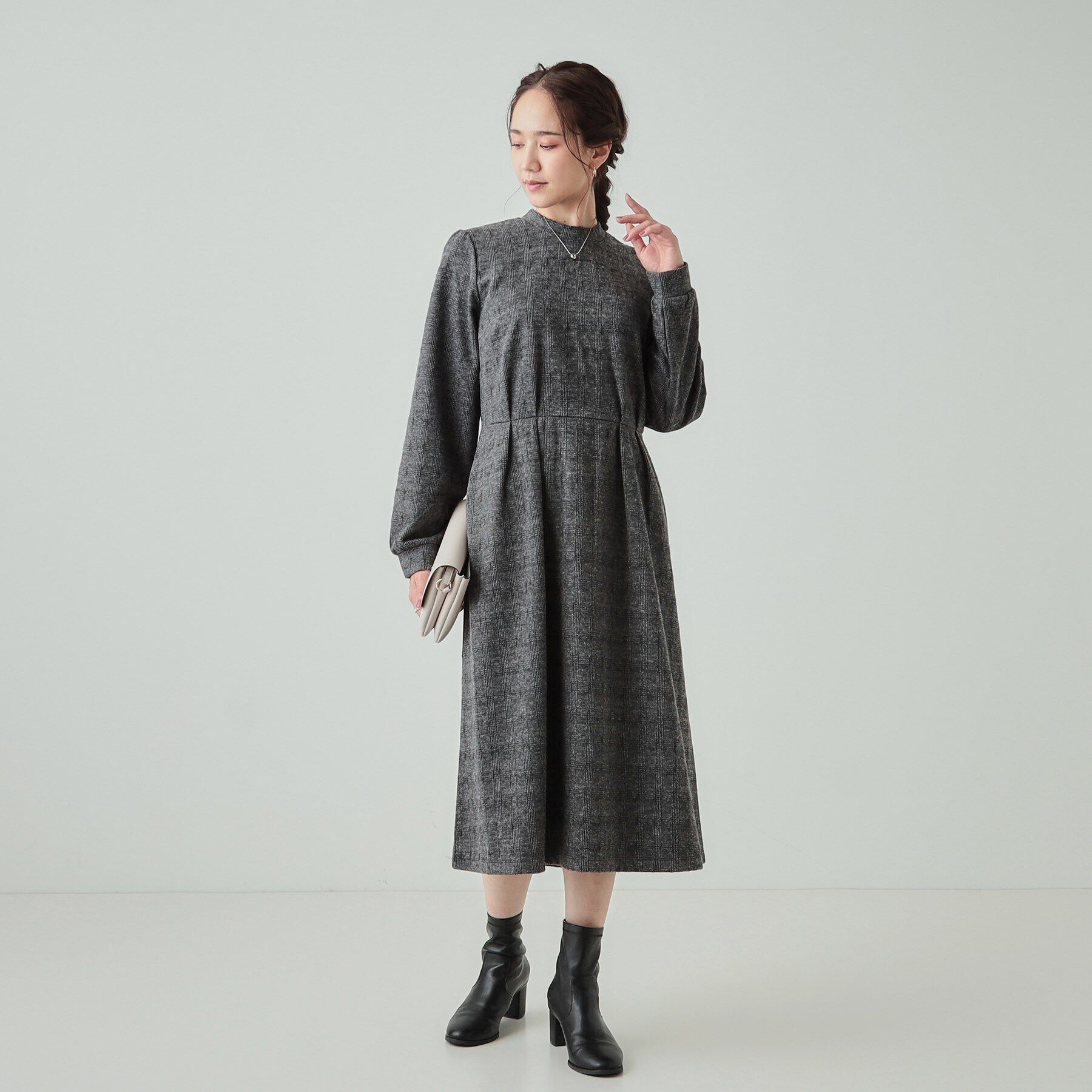 SHOO･LA･RUE「【S-LL】チェック柄 ウエストタックワンピース」|ワンピース|