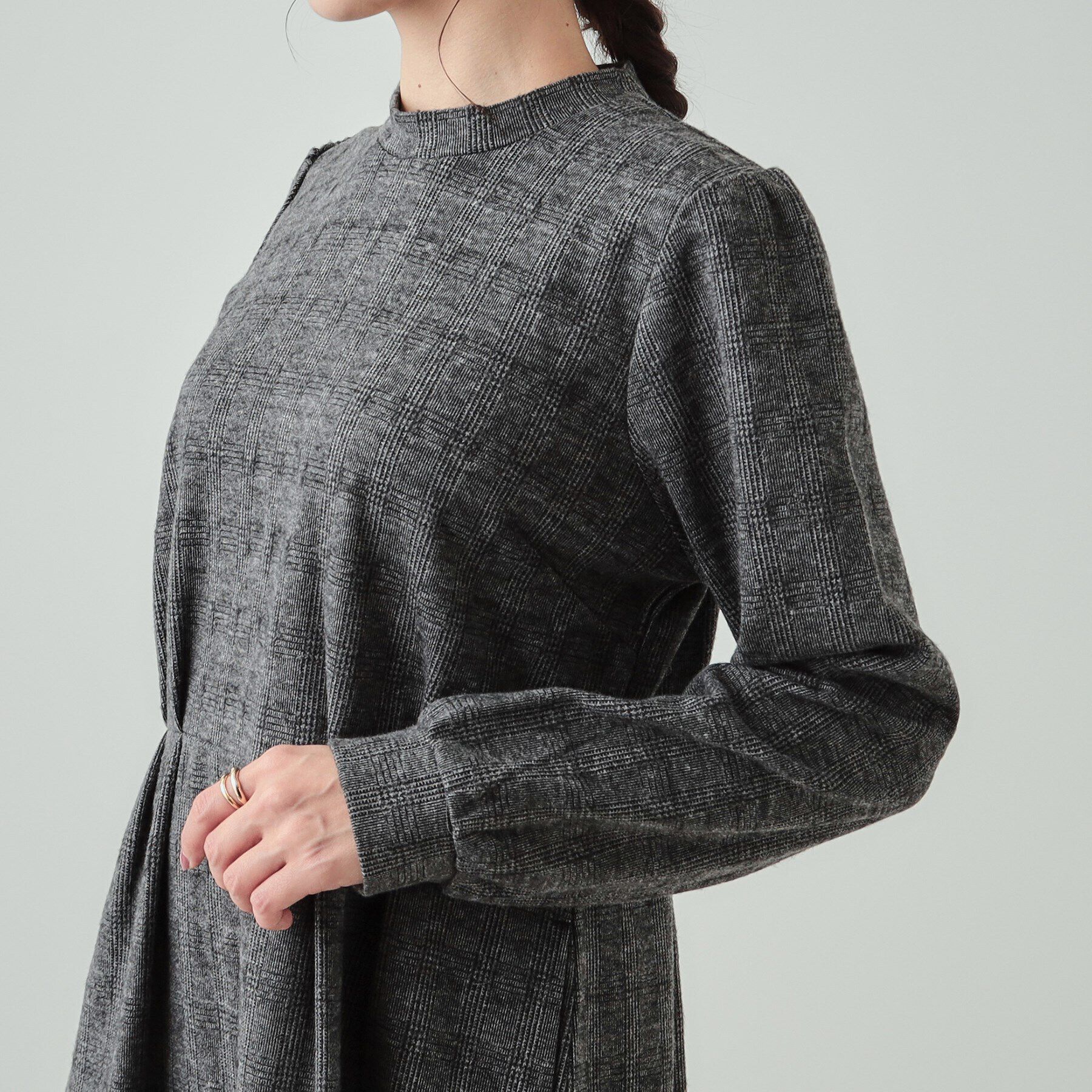 SHOO･LA･RUE「【S-LL】チェック柄 ウエストタックワンピース」|ワンピース|