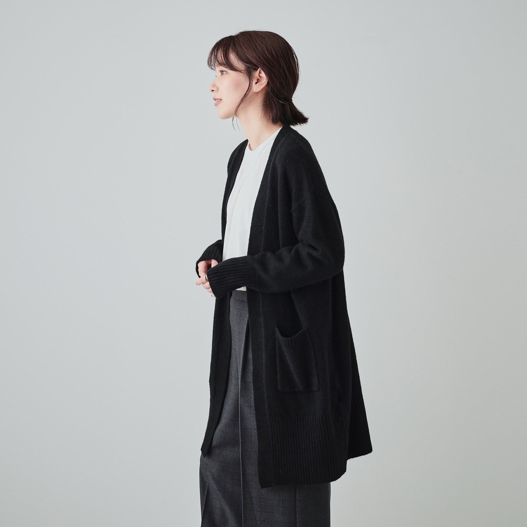 SHOO･LA･RUE「【S-LL】Iラインですっきり見え ふわふわトッパーカーディガン」|カーディガン|