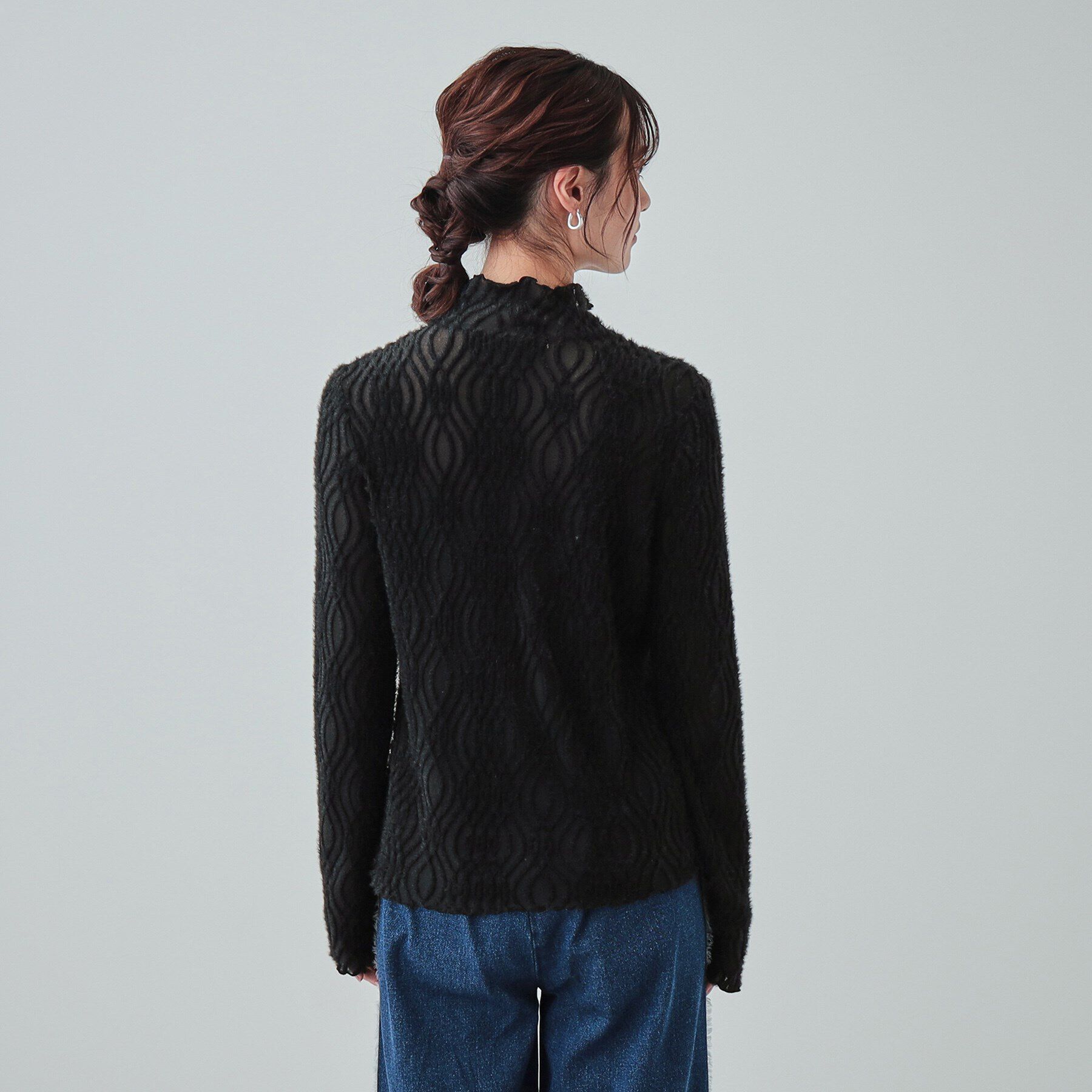 SHOO･LA･RUE「【S-LL/洗える】レイヤードコーデに ふわふわフェザー調ウェーブ柄インナー」|Tシャツ・カットソー|