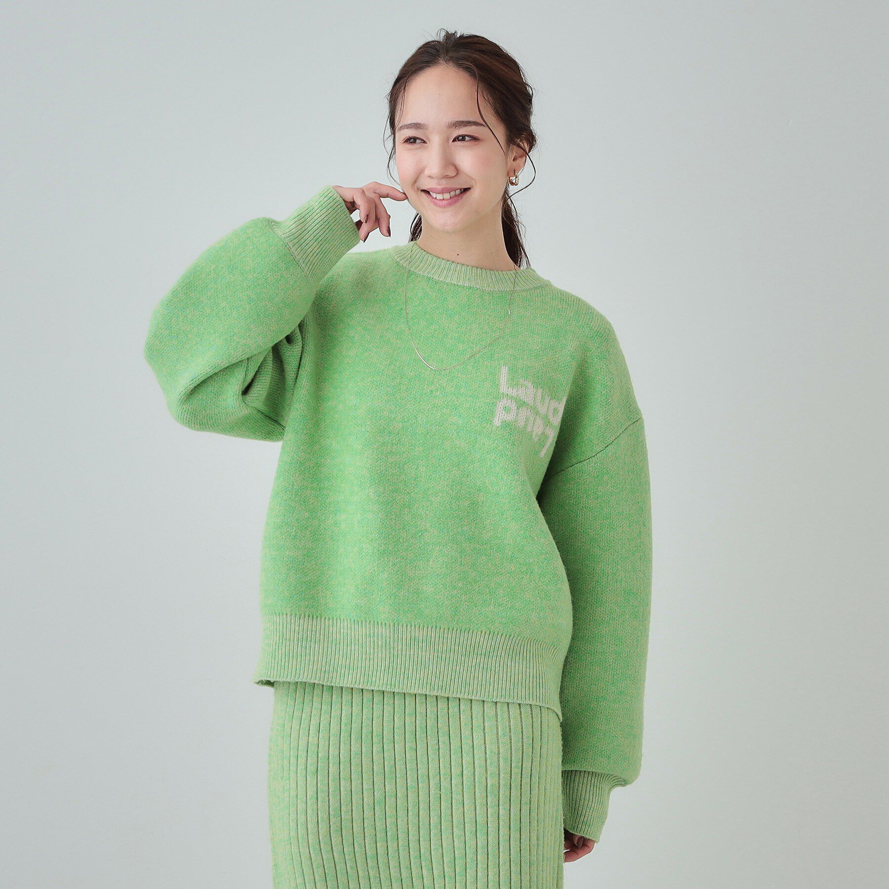 SHOO･LA･RUE「【セットアップ可】もちもちミックスヤーンロゴニット」|ニット・セーター|