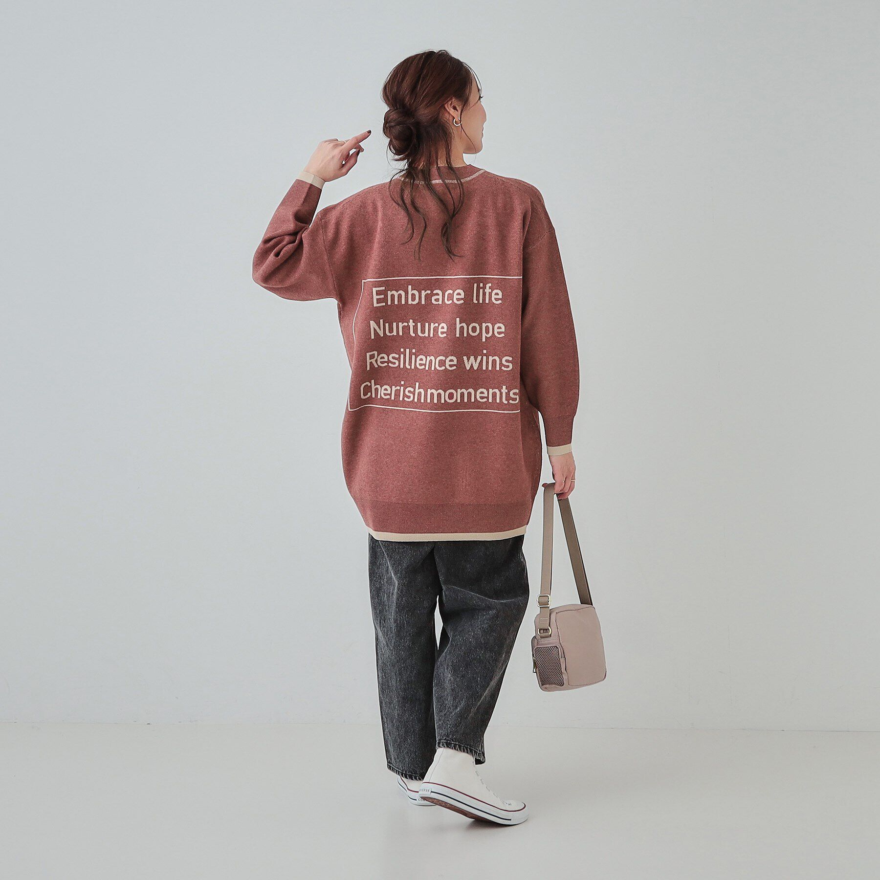 SHOO･LA･RUE「【S-LL】バックロゴがアクセント もちもちやわらかニットチュニック」|チュニック|