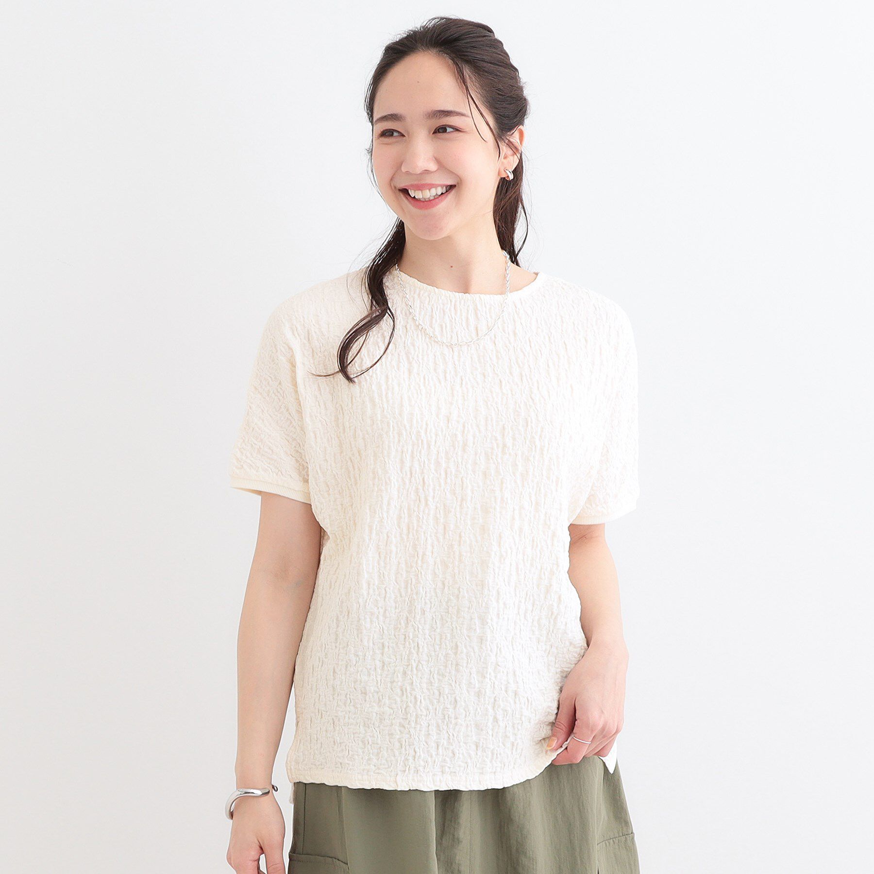 SHOO･LA･RUE「【S-LL】ぽこぽこ素材がこなれ見え ドルマントップス」|Tシャツ・カットソー|