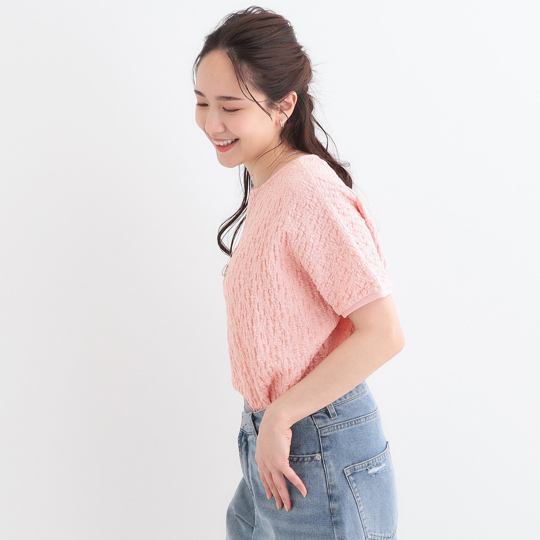 SHOO･LA･RUE「【S-LL】ぽこぽこ素材がこなれ見え ドルマントップス」|Tシャツ・カットソー|