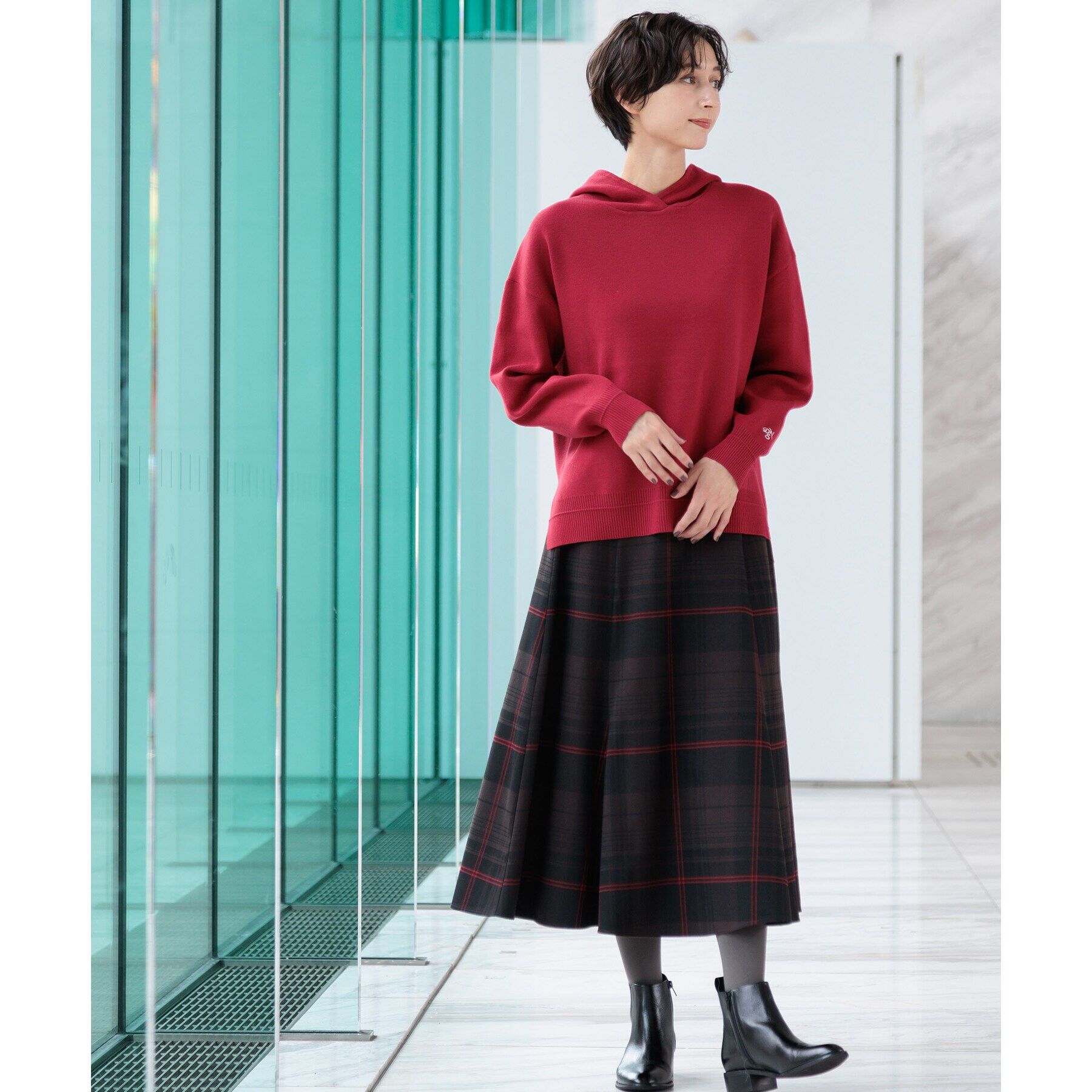 Dessin「【後ろゴム・洗える】チェック柄フレアースカート(XS～L)」|スカート|