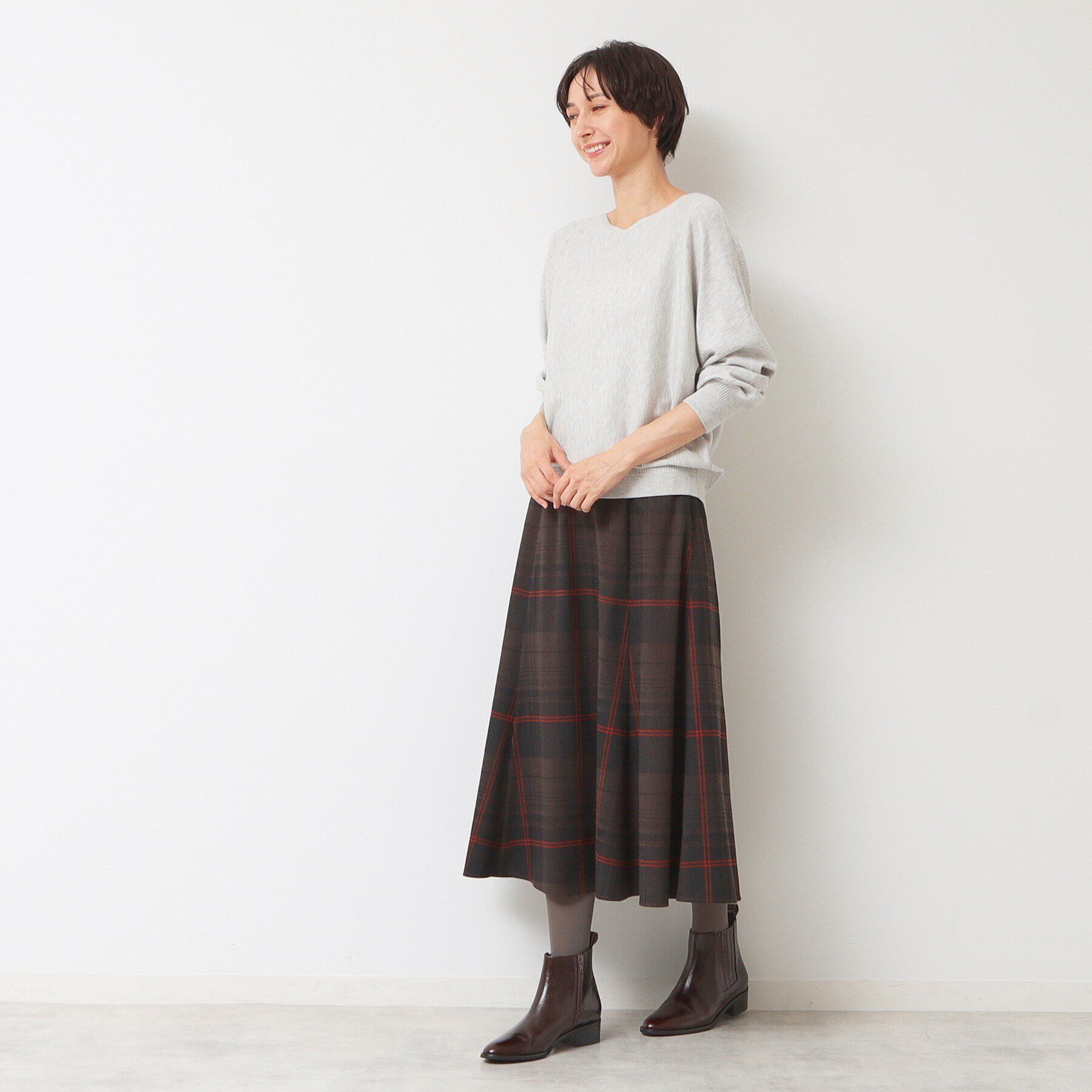 Dessin「【後ろゴム・洗える】チェック柄フレアースカート(XS～L)」|スカート|