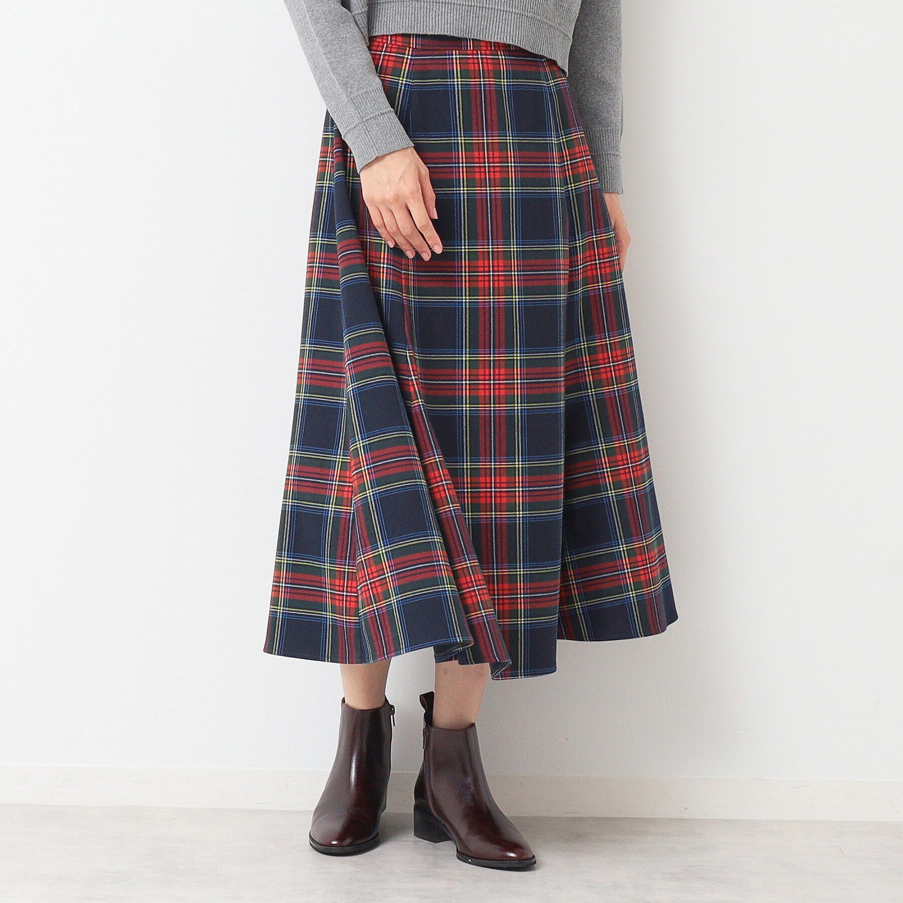 Dessin「【後ろゴム・洗える】チェック柄フレアースカート(XS～L)」|スカート|