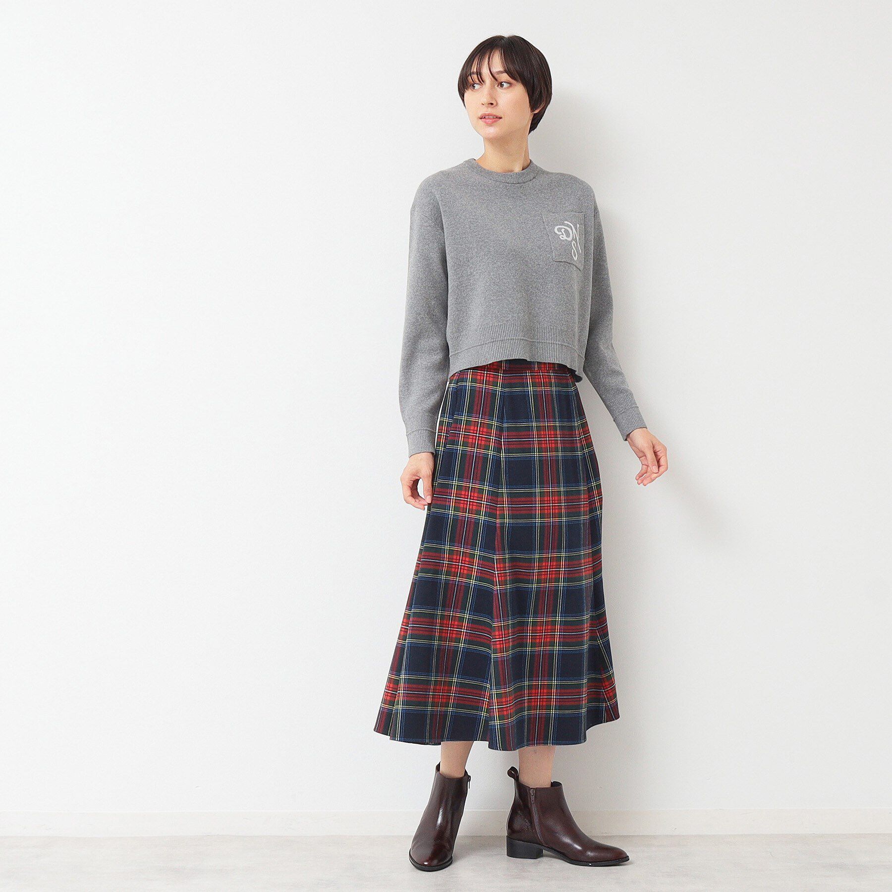 Dessin「【後ろゴム・洗える】チェック柄フレアースカート(XS～L)」|スカート|