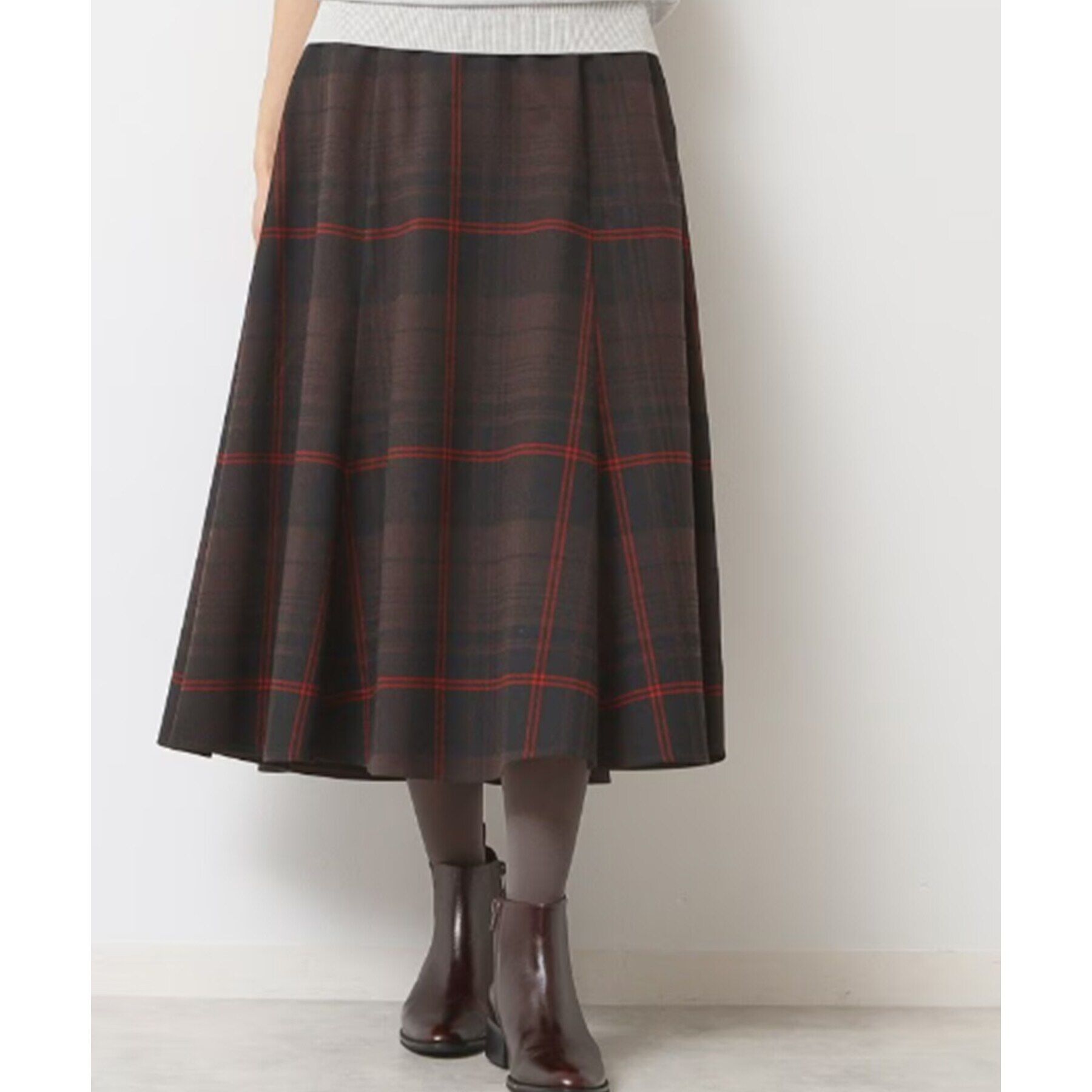 Dessin「【後ろゴム・洗える】チェック柄フレアースカート(XS～L)」|スカート|