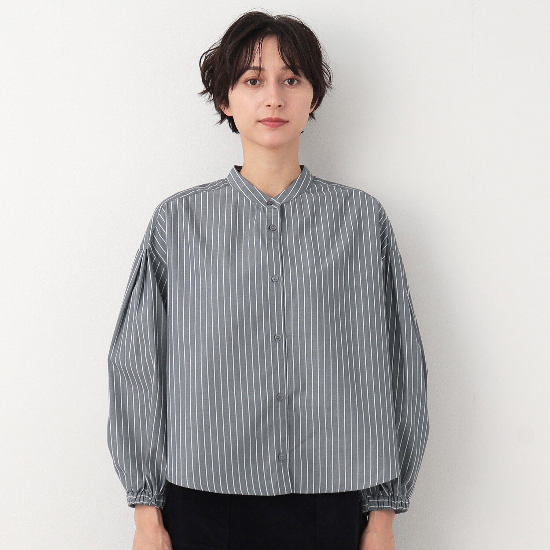 Dessin「【洗える】バルーンスリーブバンドカラーシャツ（XS～L）」|シャツ・ブラウス|