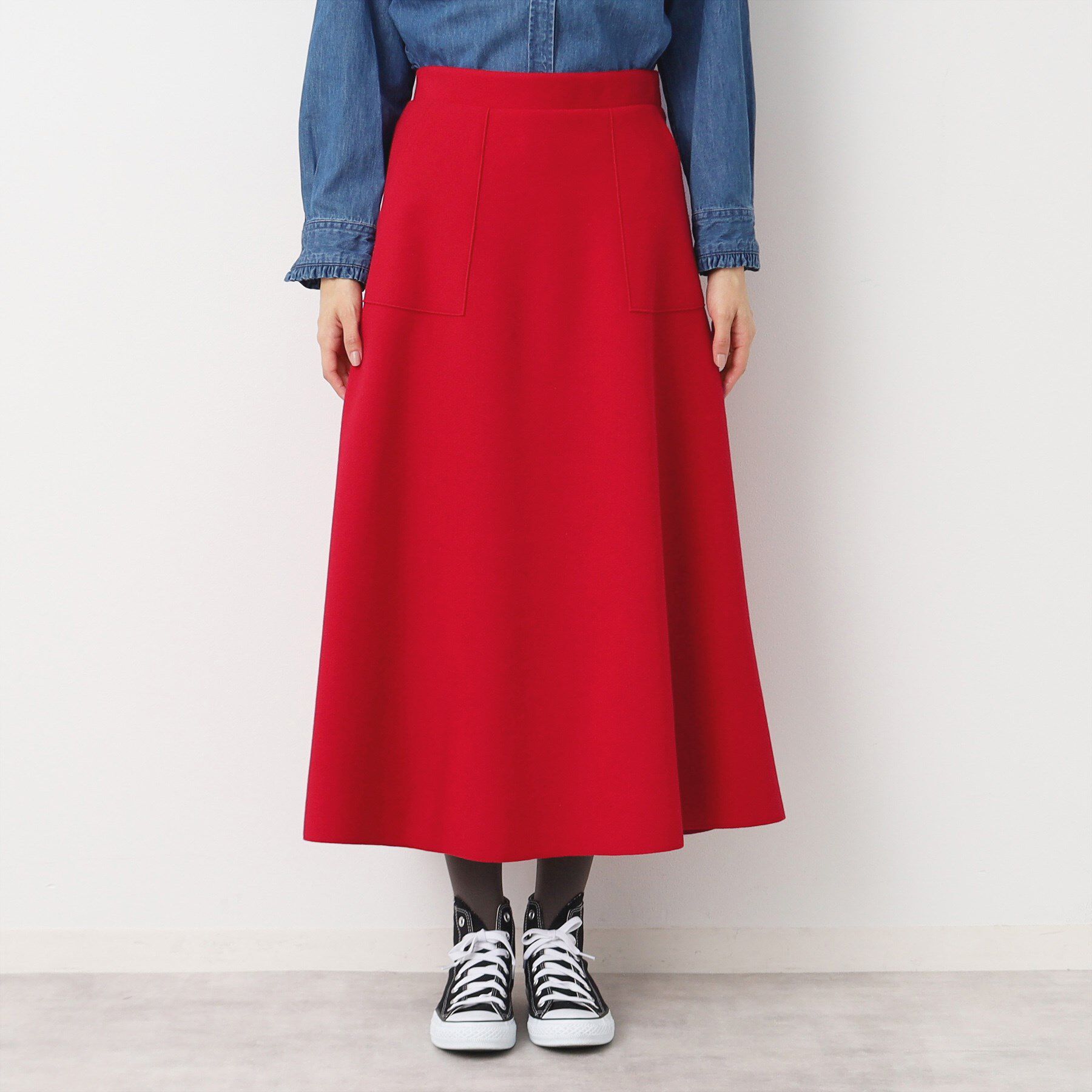 Dessin「【7色展開・後ろゴム】フレアメルトンスカート（XS～L）」|スカート|