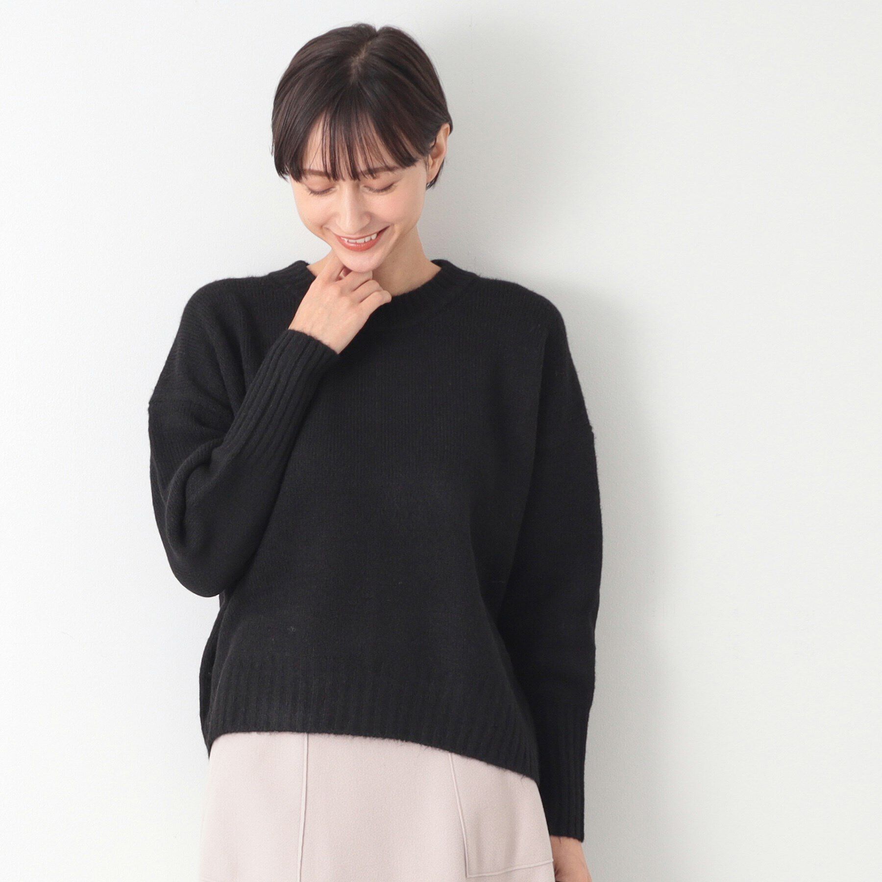 Dessin「【洗える】ショート丈ワイドクルーネックニット（XS～L）」|ニット・セーター|