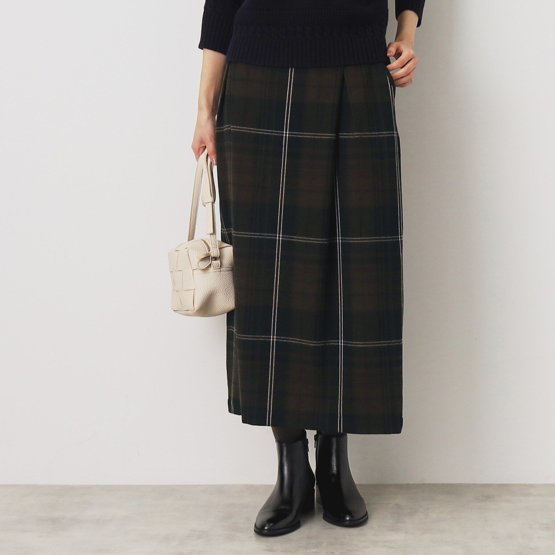 Dessin「【洗える】起毛チェックタックスカート（XS～L）」|スカート|ピンク(271)