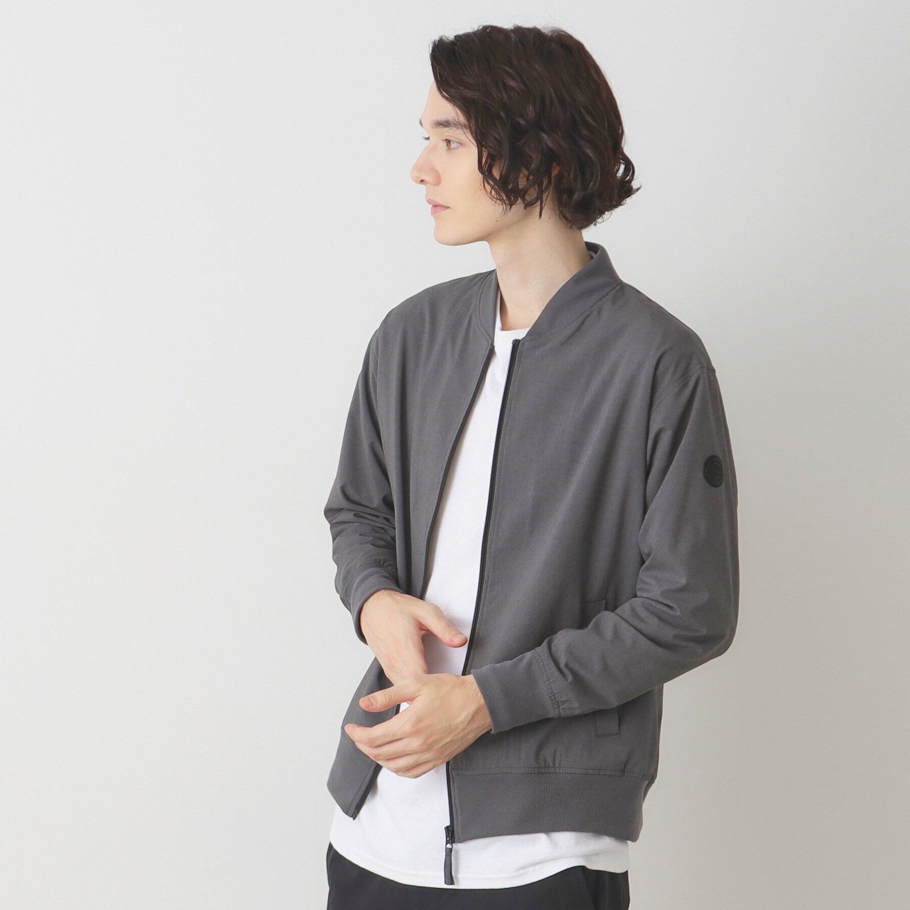 Dessin「【撥水素材】リブブルゾン」|ブルゾン・スタジャン|チャコールグレー(0