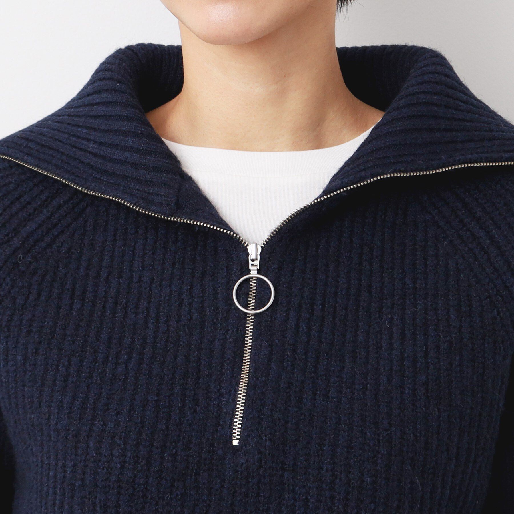 Dessin「【洗える】クロップド丈ハーフジップニット」|ニット・セーター|