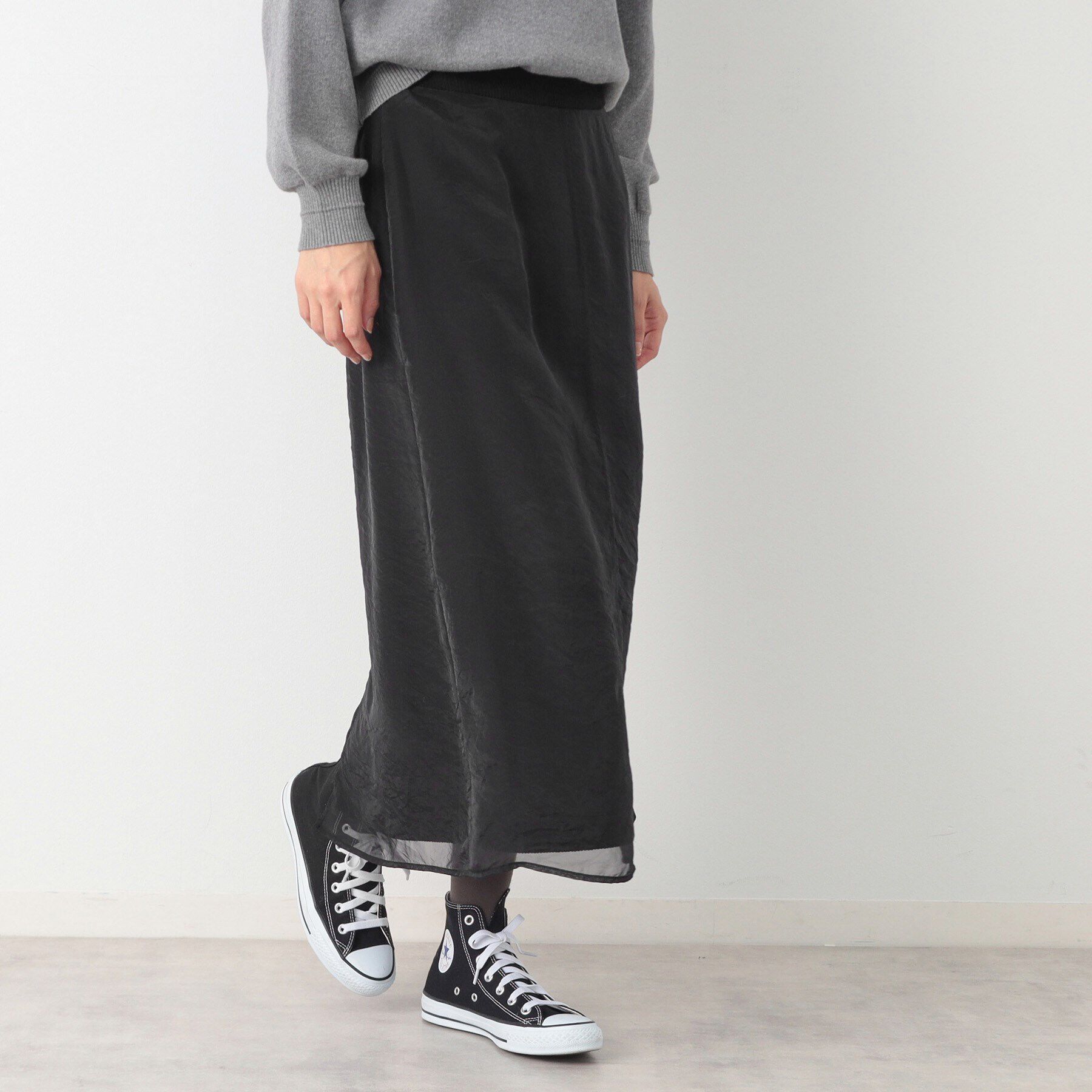 Dessin「【洗える】オーガンジーレイヤードコーデュロイスカート」|スカート|ブラック(019)