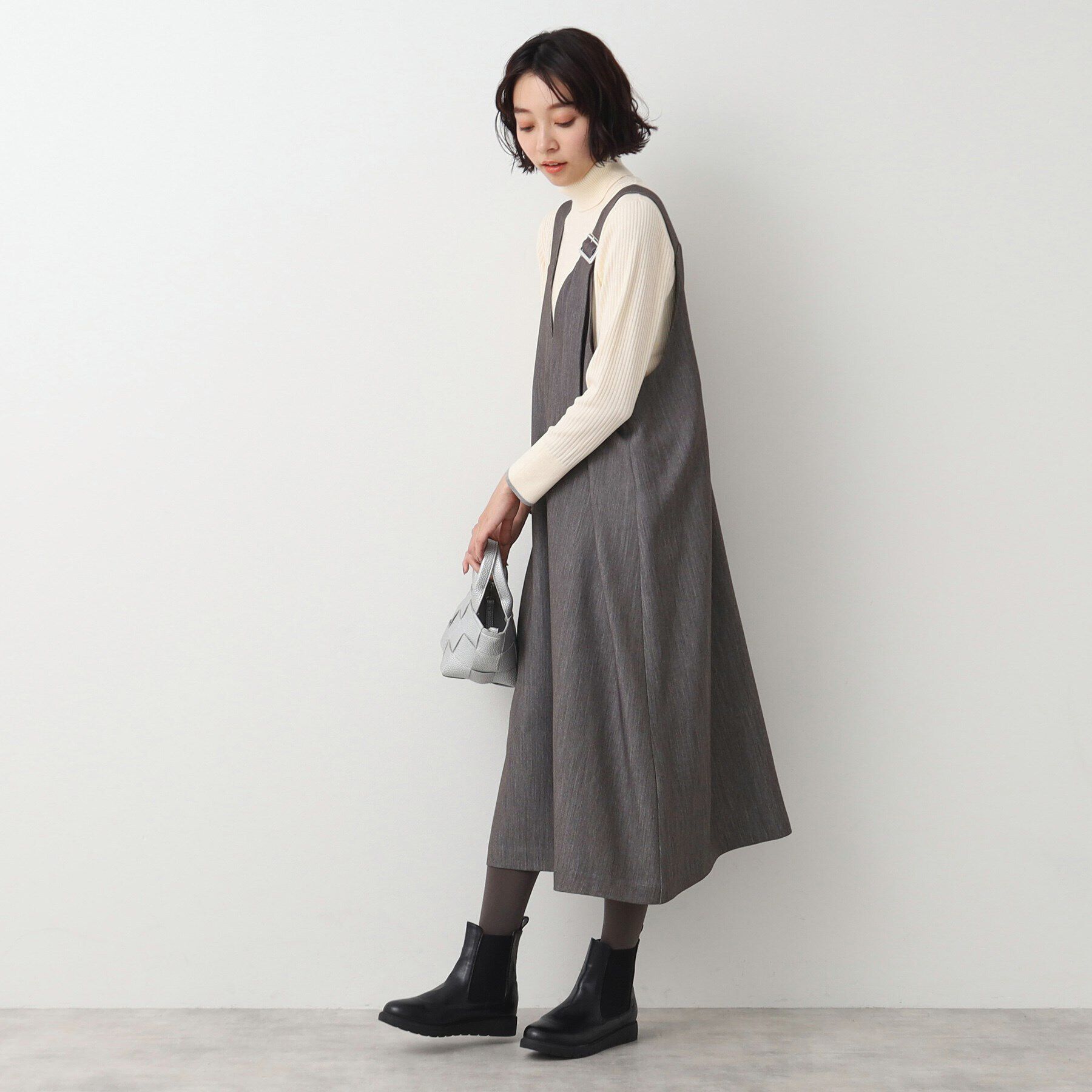 Dessin「【洗える】ベルト付きジャンパースカート」|ジャンパースカート|