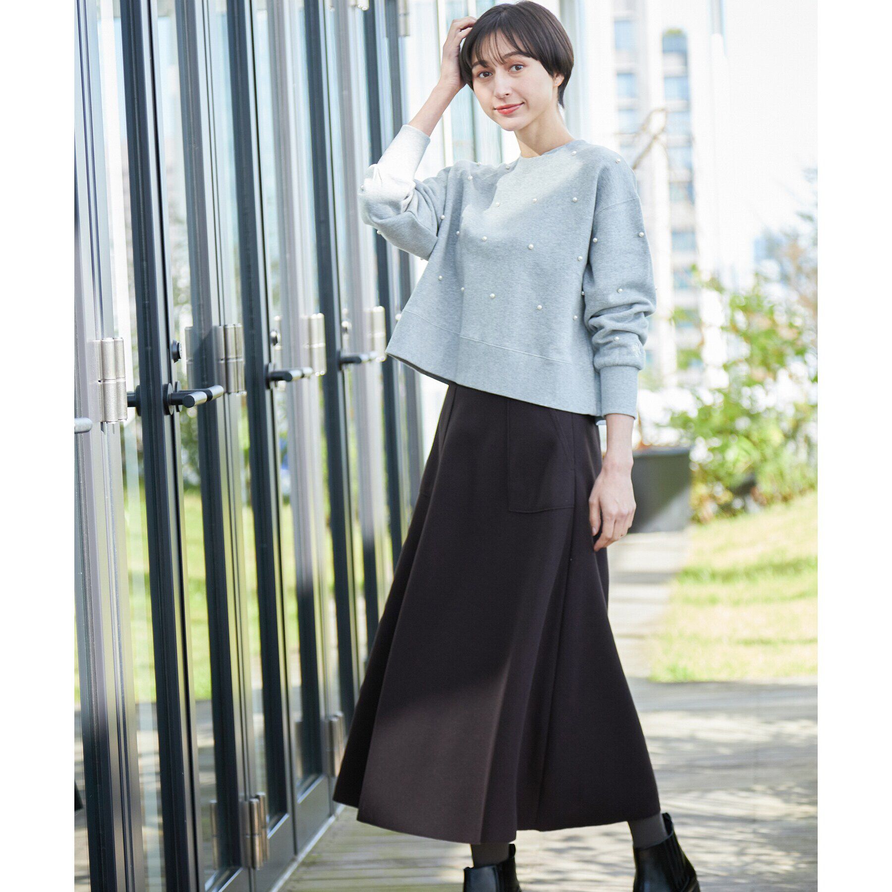 Dessin「【洗える】パール調付きスウェット（S～L）」|Tシャツ・カットソー|