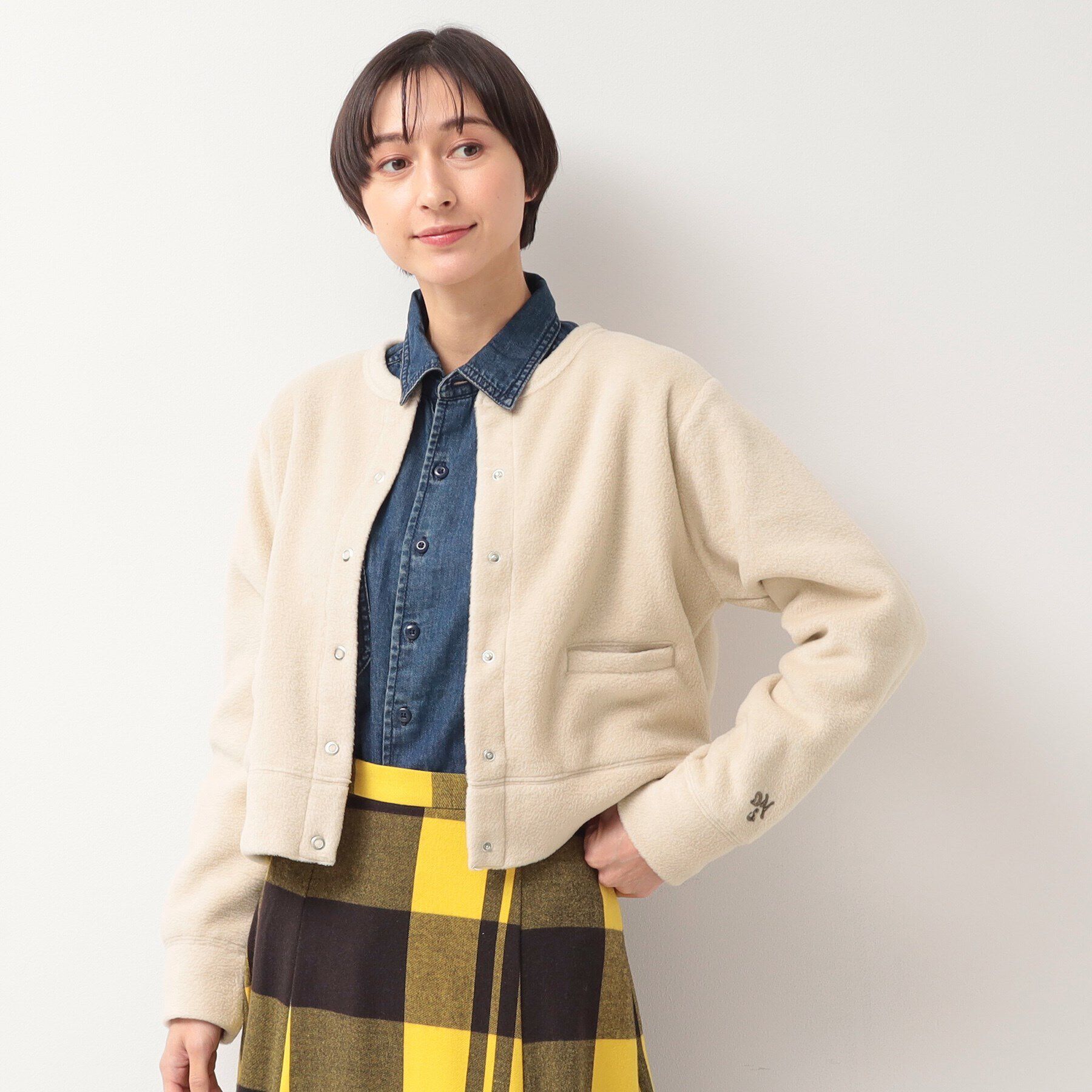 Dessin「【洗える】フリースクルーネックカーディガン」|カーディガン|