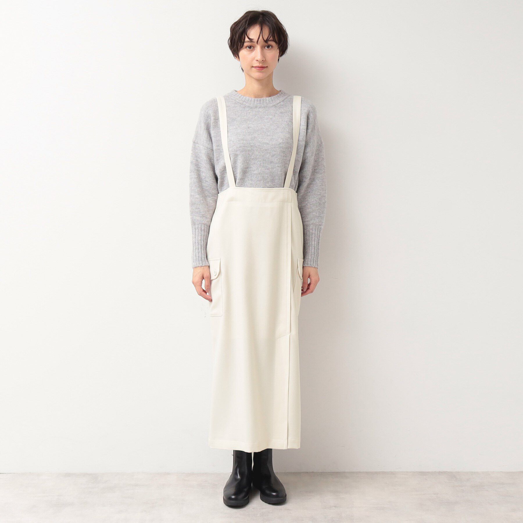 Dessin「【洗える・2WAY】サスペンダー付きフラップポケットスカート（XS～L）」|スカート|