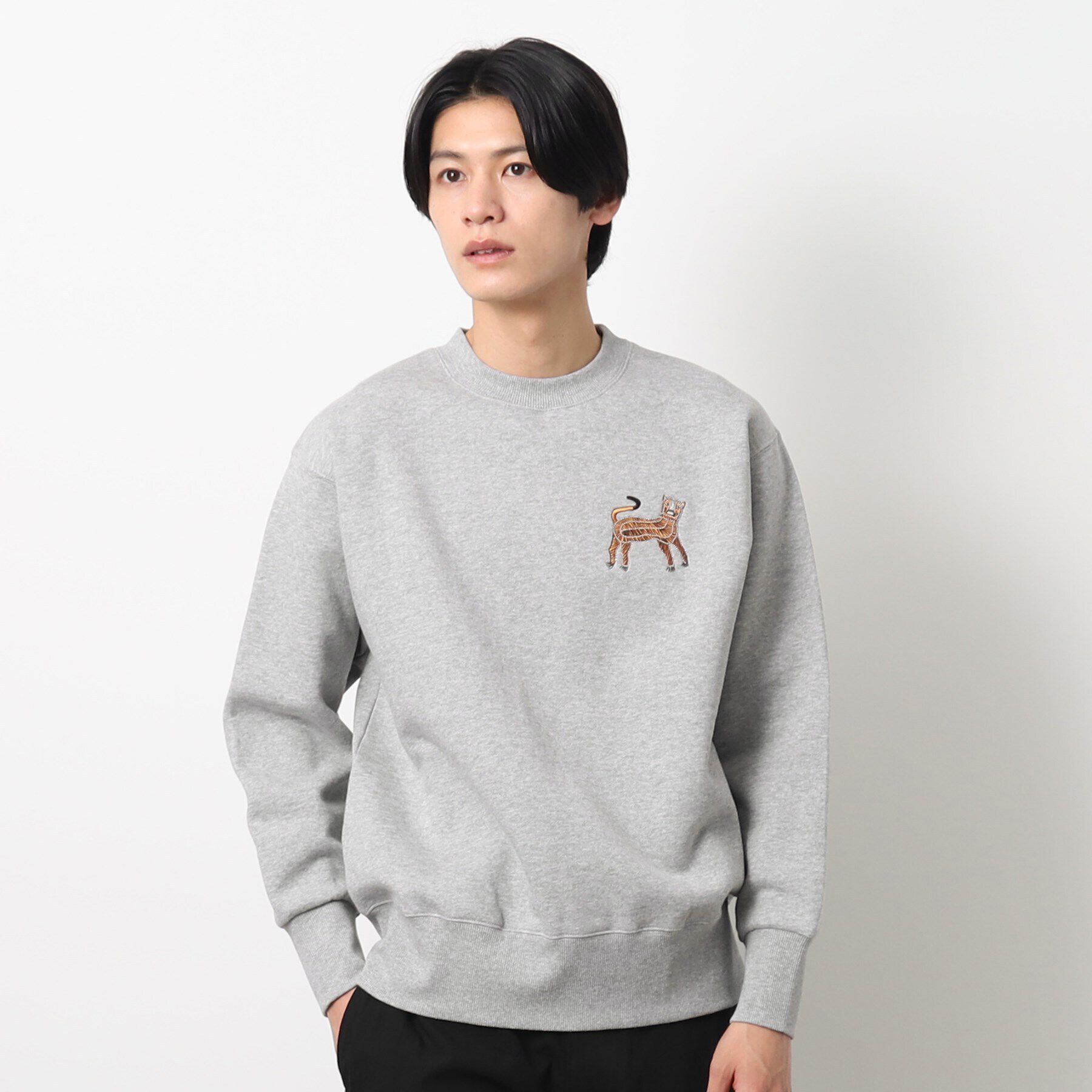 Dessin「【洗える】タイガーワンポイントスウェット」|パーカー|グレー(012)